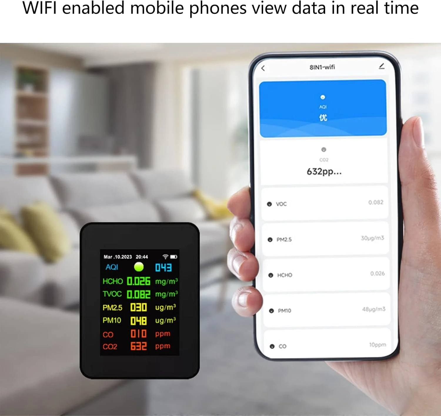 دستگاه مانیتور کیفیت هوا، صفحه نمایش LCD، آشکارساز دی اکسید کربن، تستر رومیزی، تستر آلودگی هوای داخلی، حسگر دی اکسید کربن، آنالایزر کیفیت هوا، دستگاه اندازه گیری دی اکسید کربن