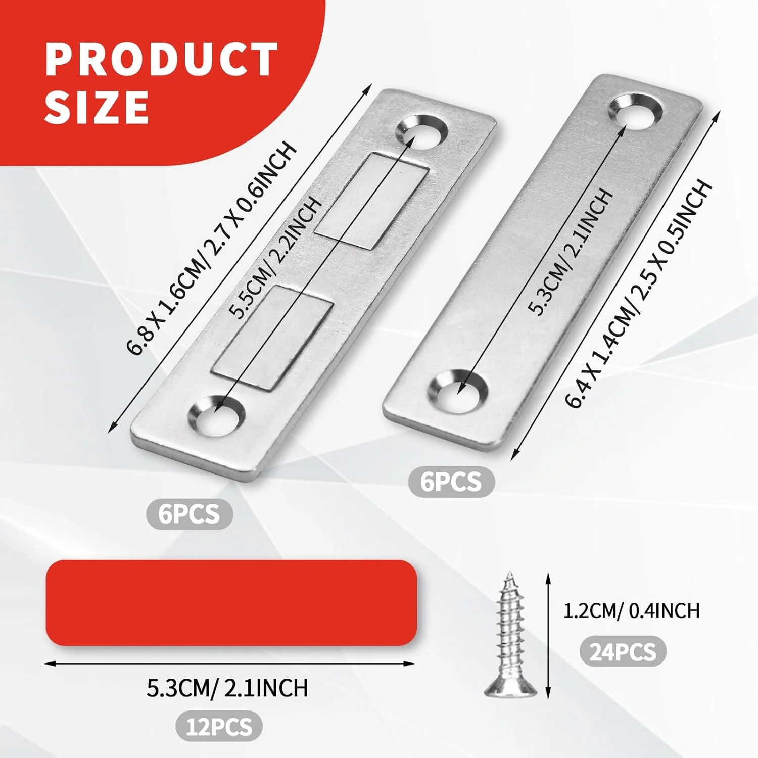 بسته 6 عددی قفل مغناطیسی فوق العاده نازک، قفل مغناطیسی درب جهانی، مجموعه قفل مغناطیسی دوتایی، قفل مغناطیسی کابینت خود چسب با پیچ، قفل مغناطیسی نامرئی باریک کمد برای مبلمان