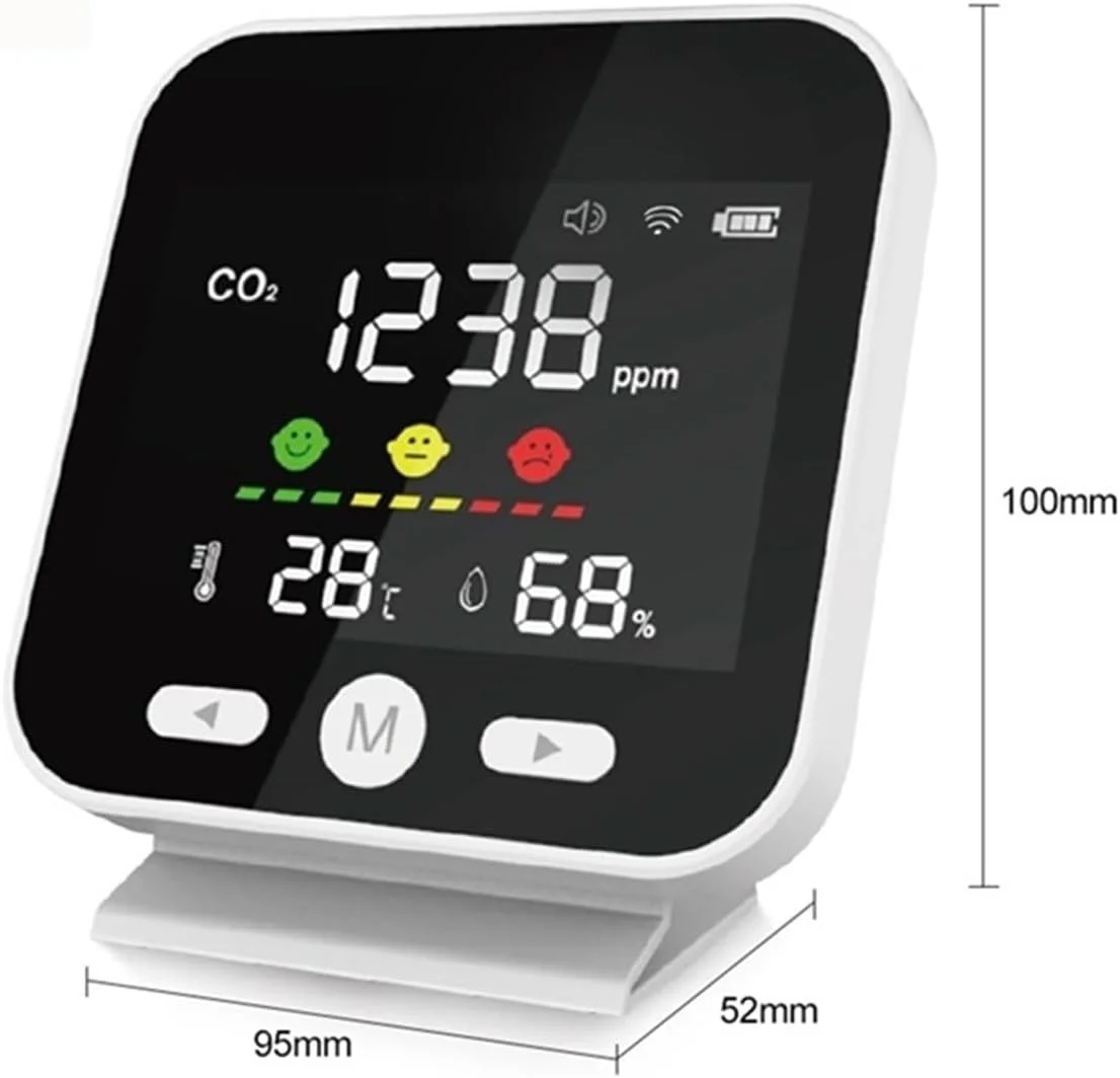 دستگاه نظارت بر کیفیت هوا، دستگاه اندازه گیری دی اکسید کربن، دستگاه اندازه گیری دما و رطوبت، تستر مادون قرمز NDIR، مناسب برای منزل