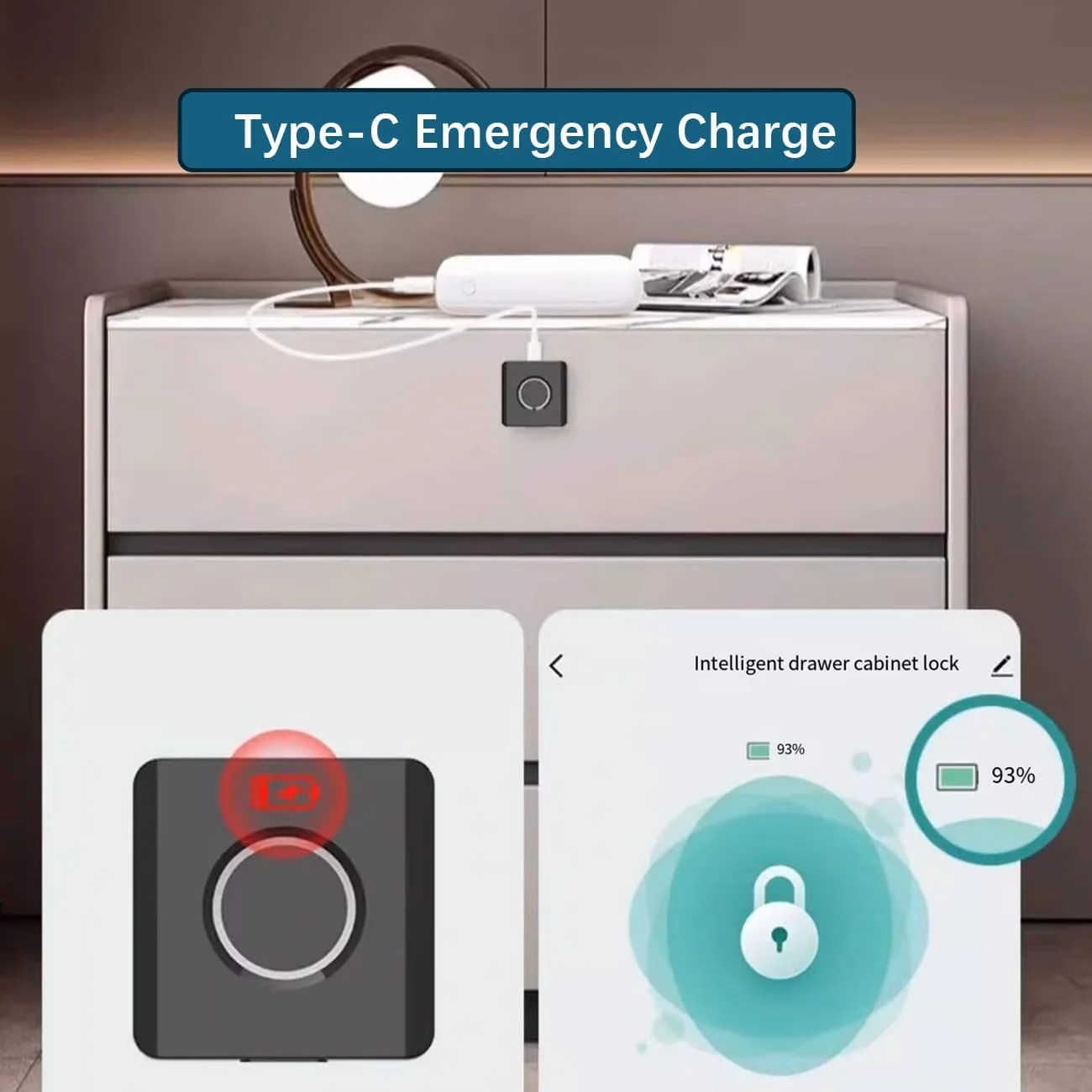 قفل الکترونیکی اثر انگشتی هوشمند کابینت UanTii، قفل کشو برای کابینت درب چوبی با شارژ اضطراری (اثر انگشت) قفل الکترونیکی اثر انگشتی هوشمند کابینت UanTii، قفل کشو برای کابینت درب چوبی با شارژ اضطراری (اثر انگشت)