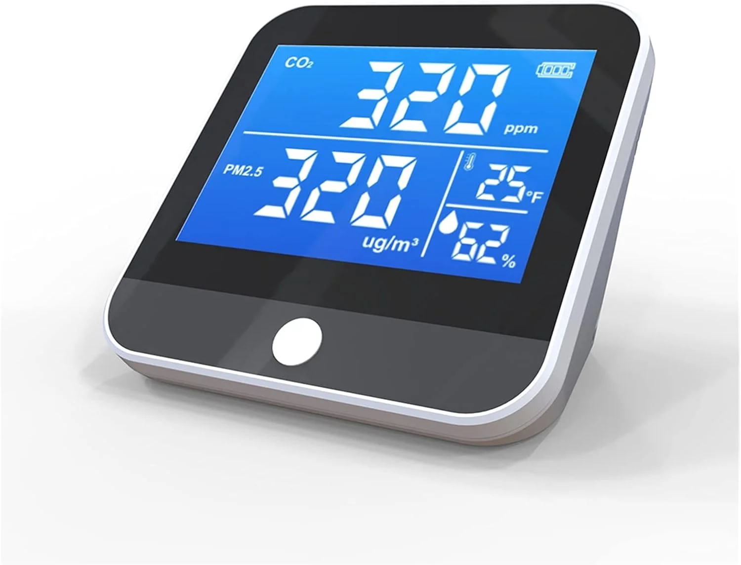 دستگاه تشخیص کیفیت هوا، آشکارساز گرد و غبار داخلی منزل، آشکارساز دی اکسید کربن، آشکارساز ذرات PM2.5، نسخه انگلیسی اروپا برای خانه، دفتر و مدرسه