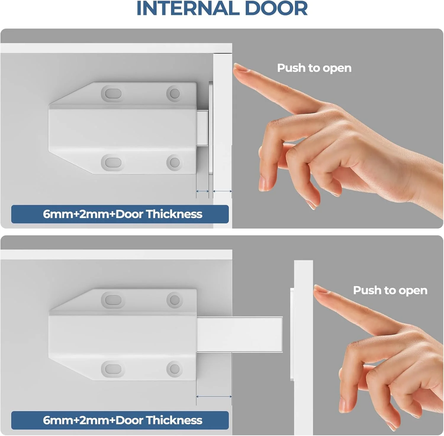 قفل فشاری مغناطیسی Tonitrui بدون نیاز به نصب با میخ، قفل لمسی مغناطیسی سنگین برای درب های بزرگ، قفل فشاری کشو آشپزخانه، قفل فشاری (سفید، بسته 4 عددی) قفل فشاری مغناطیسی Tonitrui بدون نیاز به نصب با میخ، قفل لمسی مغناطیسی سنگین برای درب های بزرگ، قفل فشاری کشو آشپزخانه، قفل فشاری (سفید، بسته 4 عددی)