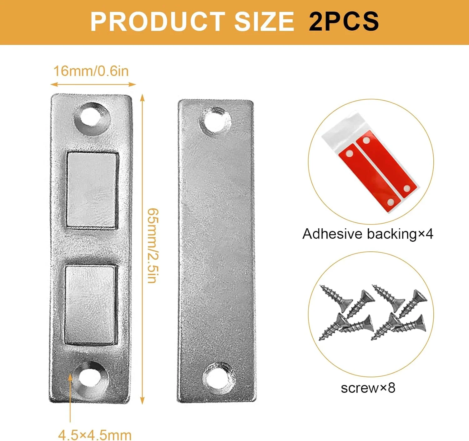 بسته 2 عددی مگنت درب Tolenre، مگنت خودچسب کابینت، بست مگنتی قوی درب، مگنت دوبل برای کشو، کمد لباس، بست مگنتی برای بستن درب کابینت مبلمان
