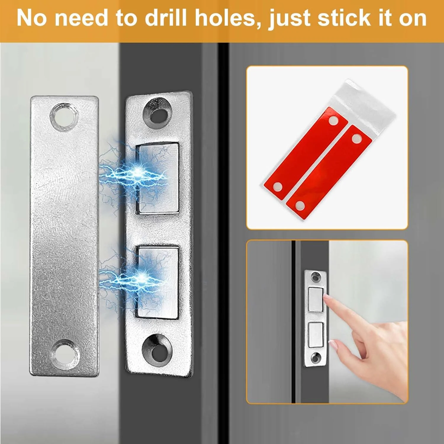 بسته 2 عددی مگنت درب Tolenre، مگنت خودچسب کابینت، بست مگنتی قوی درب، مگنت دوبل برای کشو، کمد لباس، بست مگنتی برای بستن درب کابینت مبلمان