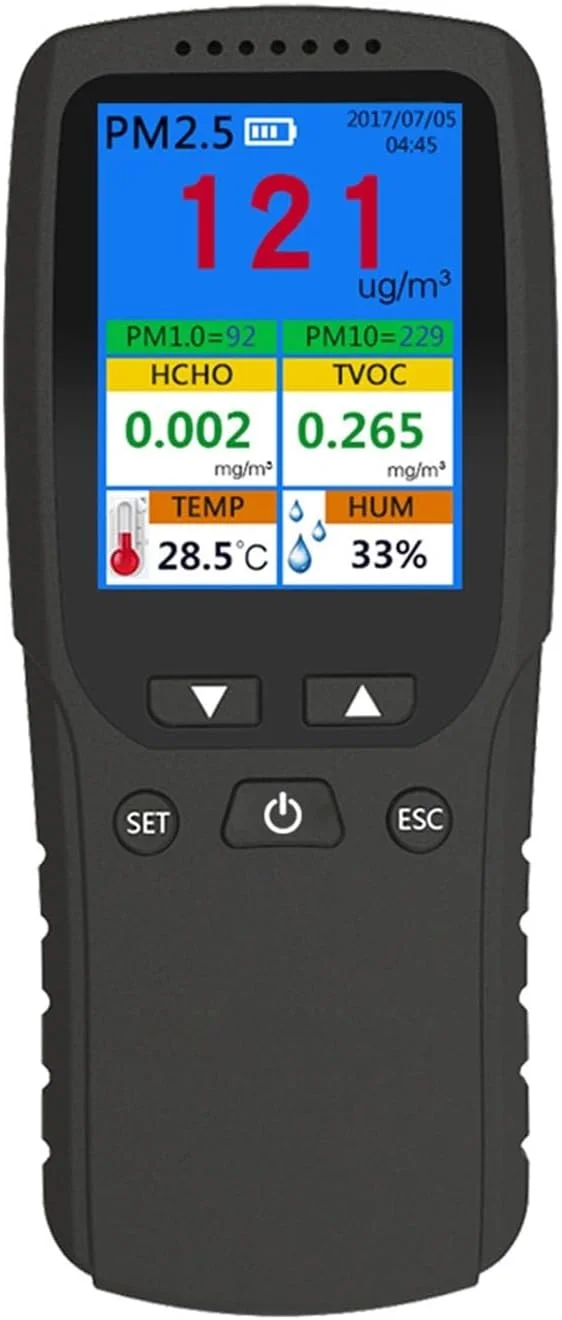 دستگاه مانیتورینگ کیفیت هوا، آشکارساز PM2.5 قابل حمل، دماسنج و رطوبت سنج، آشکارساز هوای دیجیتال، تحلیلگر کیفیت هوا Intellint، مانیتورینگ آلودگی هوا خانگی، عمر باتری طولانی