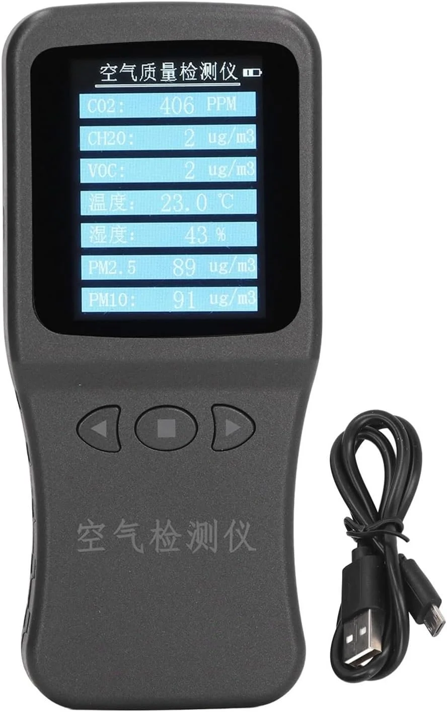 دستگاه نظارت بر کیفیت هوا، شمارنده ذرات، صفحه نمایش رنگی 2.8 اینچی، دستگاه اندازه گیری کیفیت هوا، قابل حمل، حالت آماده به کار طولانی، سنجش با حساسیت بالا برای ایستگاه سوخت، اندازه گیری خودکار