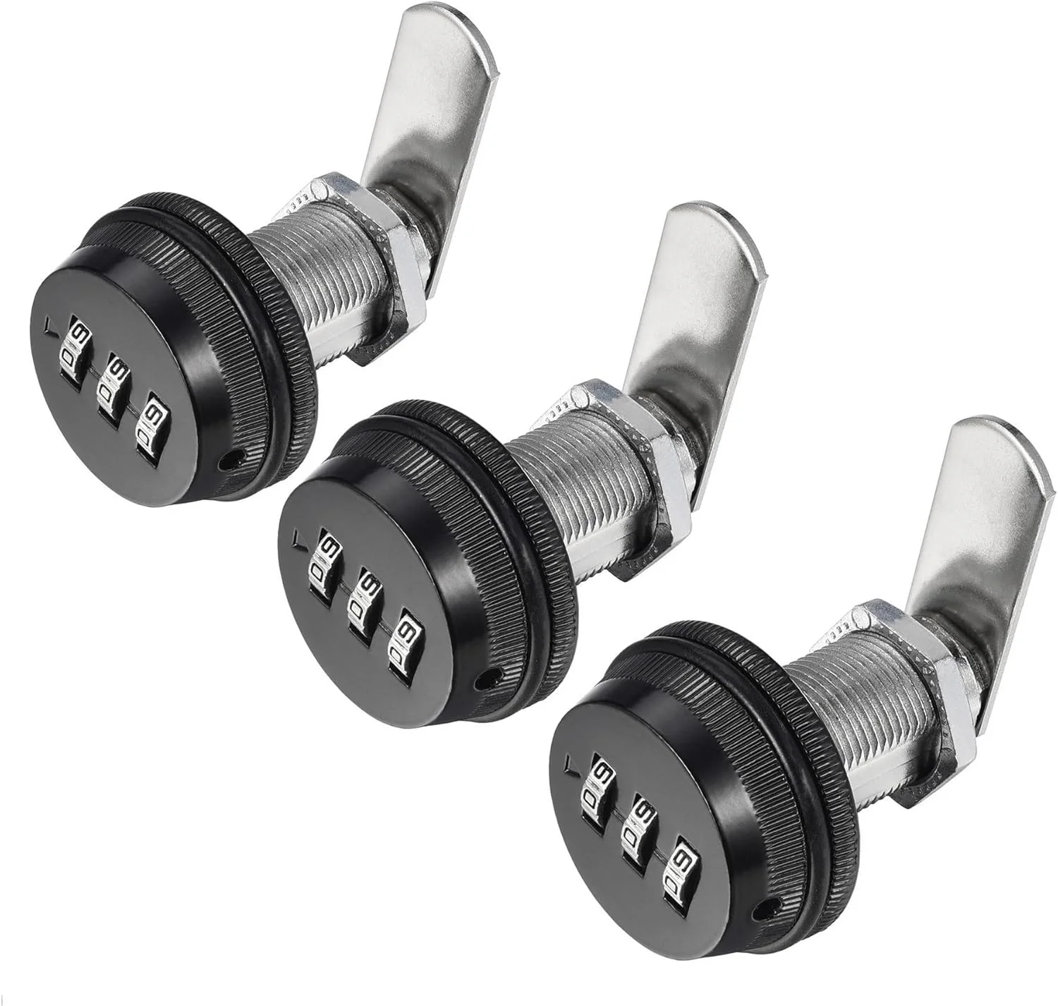 قفل ترکیبی مشکی تزویق، مناسب درب کابینت، استوانه ای 1-1/8 اینچی، روکش کروم، قفل های امنیتی Combi-Cam برای کابینت، کشو، صندوق پستی (3 عددی)