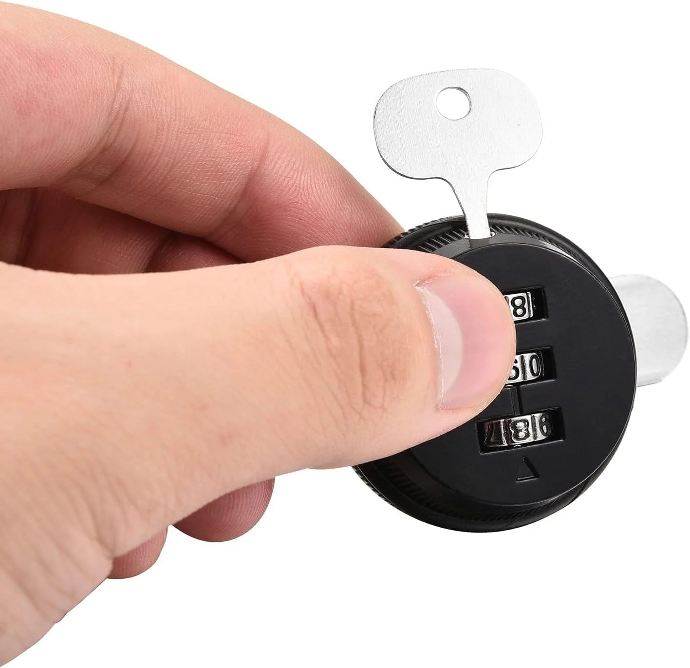 قفل ترکیبی مشکی تزویق، مناسب درب کابینت، استوانه ای 1-1/8 اینچی، روکش کروم، قفل های امنیتی Combi-Cam برای کابینت، کشو، صندوق پستی (3 عددی)