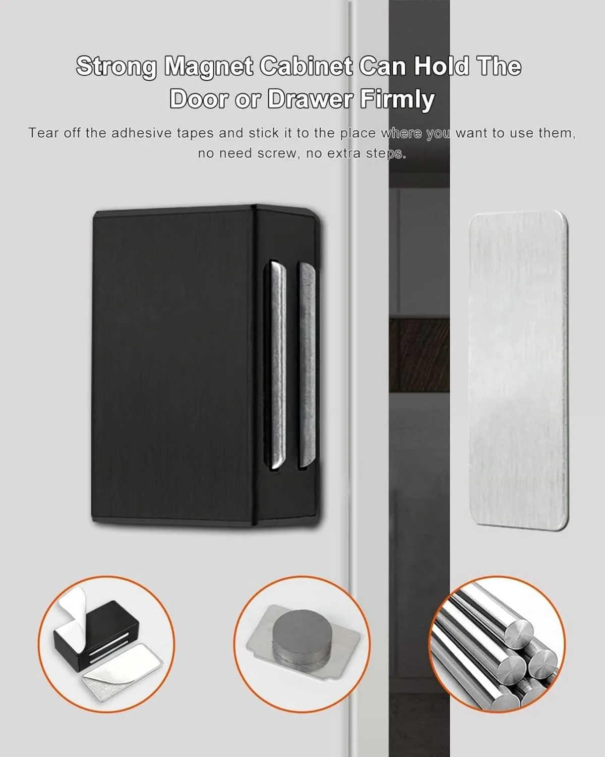 مگنت درب کابینت تزویق، مگنت خود چسب درب کمد، مگنت کابینت قوی (8 عدد)