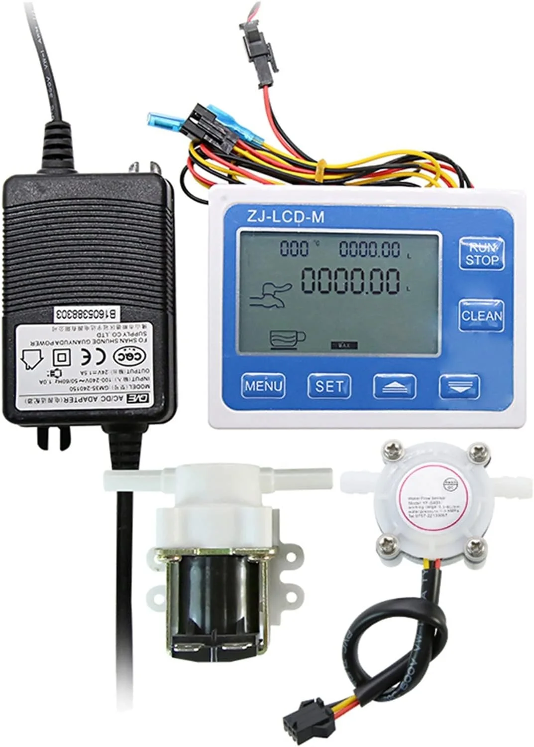 فلومتر آب، کنترل کننده کمیت جریان 7 میلی متری، سنسور دنده ای، نمایشگر دیجیتال 6 میلی متری، استفاده از شیر برقی شلنگ برای کنترل و نمایش جریان مایع