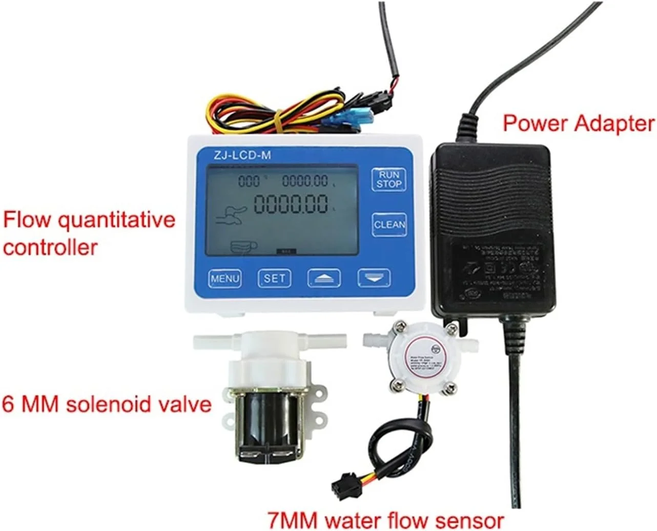 فلومتر آب، کنترل کننده کمیت جریان 7 میلی متری، سنسور دنده ای، نمایشگر دیجیتال 6 میلی متری، استفاده از شیر برقی شلنگ برای کنترل و نمایش جریان مایع