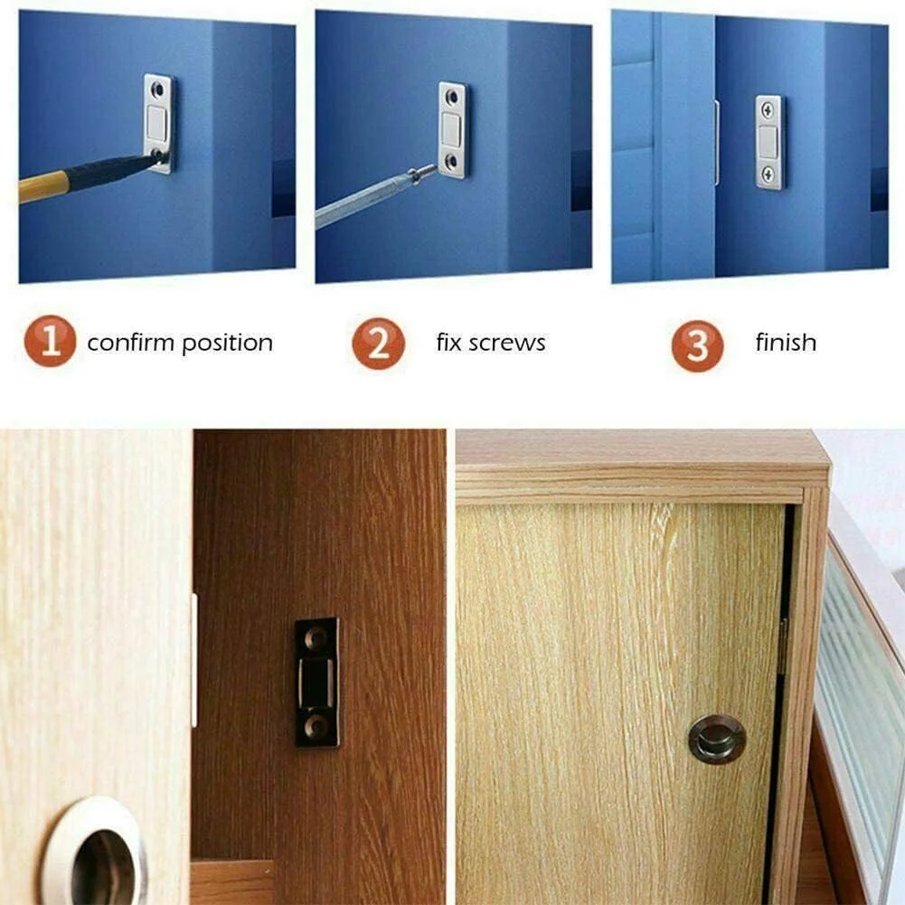 ست 2 عددی قفل مگنتی درب قوی، مگنت درب برای کابینت و کمد مبلمان به همراه پیچ، فوق العاده نازک