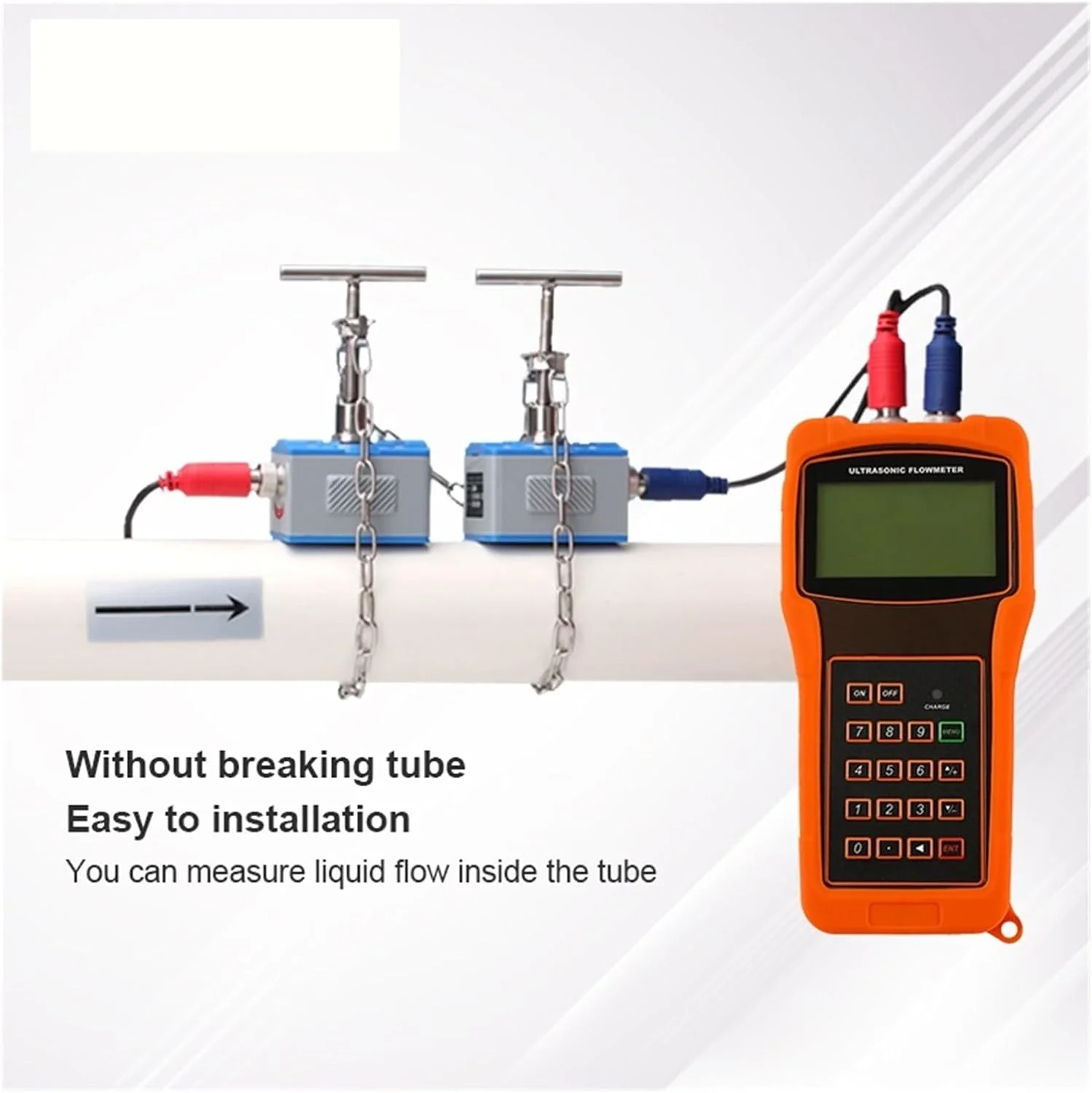 فلومتر آب، مقیاس جریان سیال دیجیتال قابل حمل التراسونیک برای مواد غذایی، فلومتر التراسونیک قابل حمل، دماسنج آب شیر