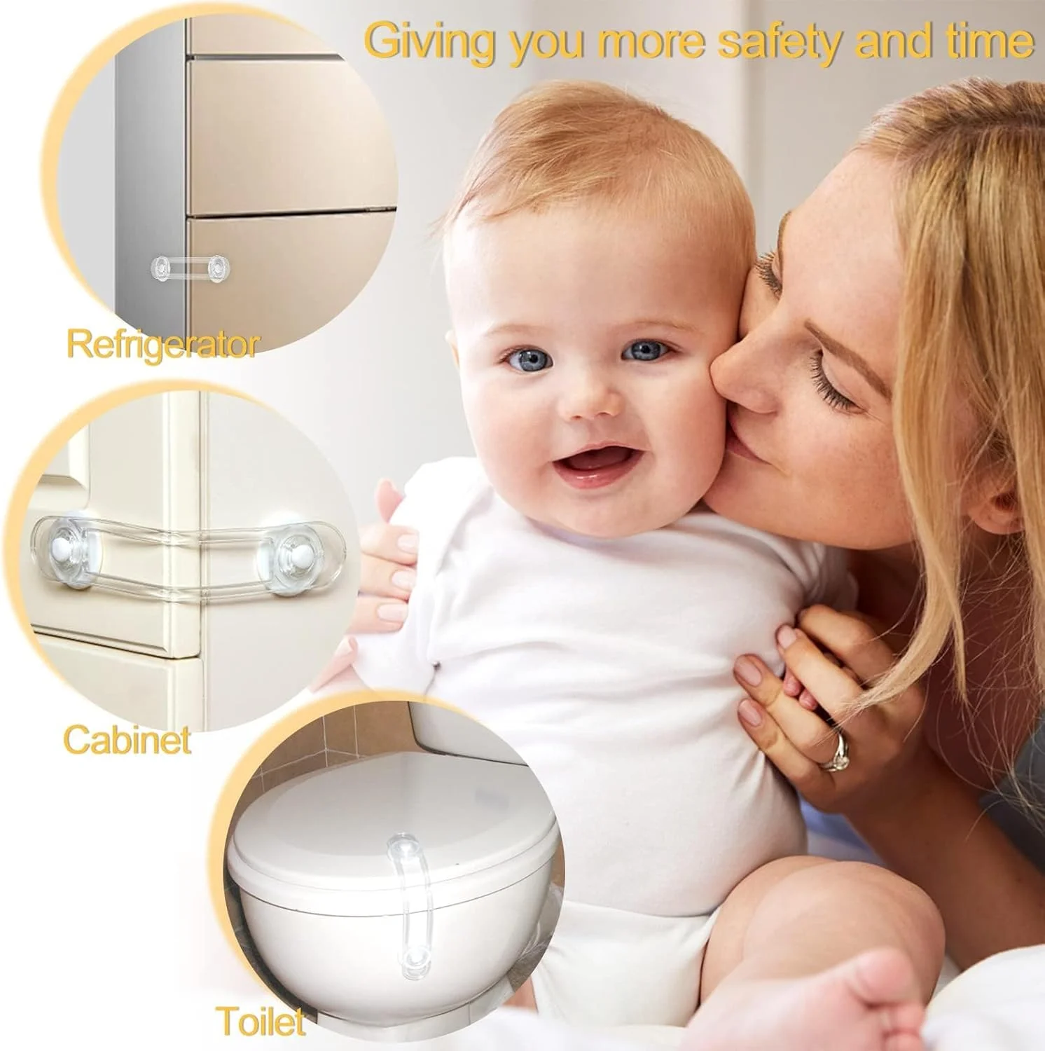 قفل ایمنی کودک SWIUKPHE، بسته 10 عددی قفل درب کمد کودک شفاف، قفل چند منظوره برای یخچال، کابینت، کشو، توالت نصب آسان، بدون نیاز به ابزار