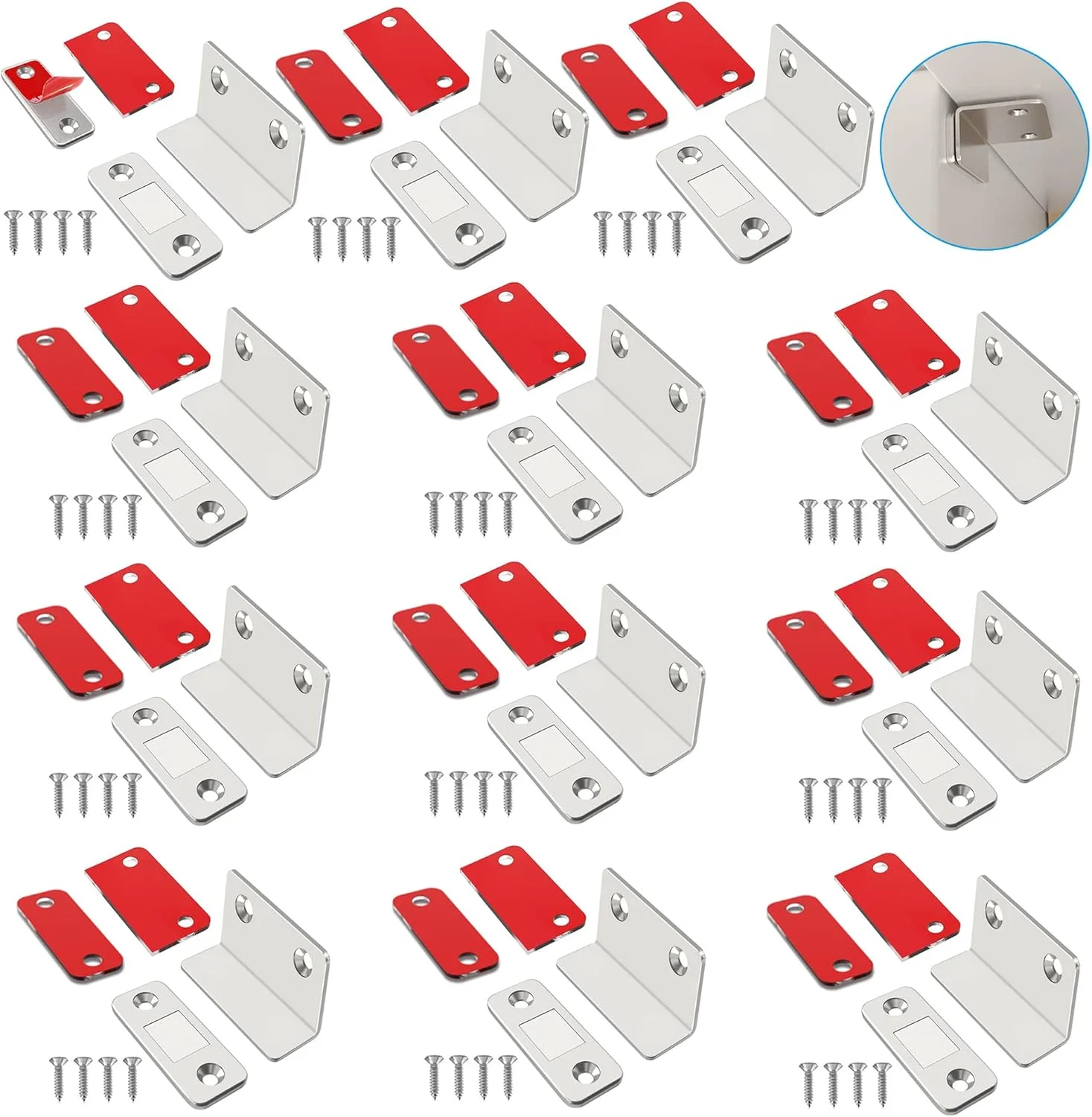 بسته 12 عددی مگنت درب کابینت Taipintee، مگنت درب L شکل، مگنت خود چسب برای کشوها، مگنت مبلمان، مگنت کابینت برای درب کابینت، قفل مگنتی مبلمان