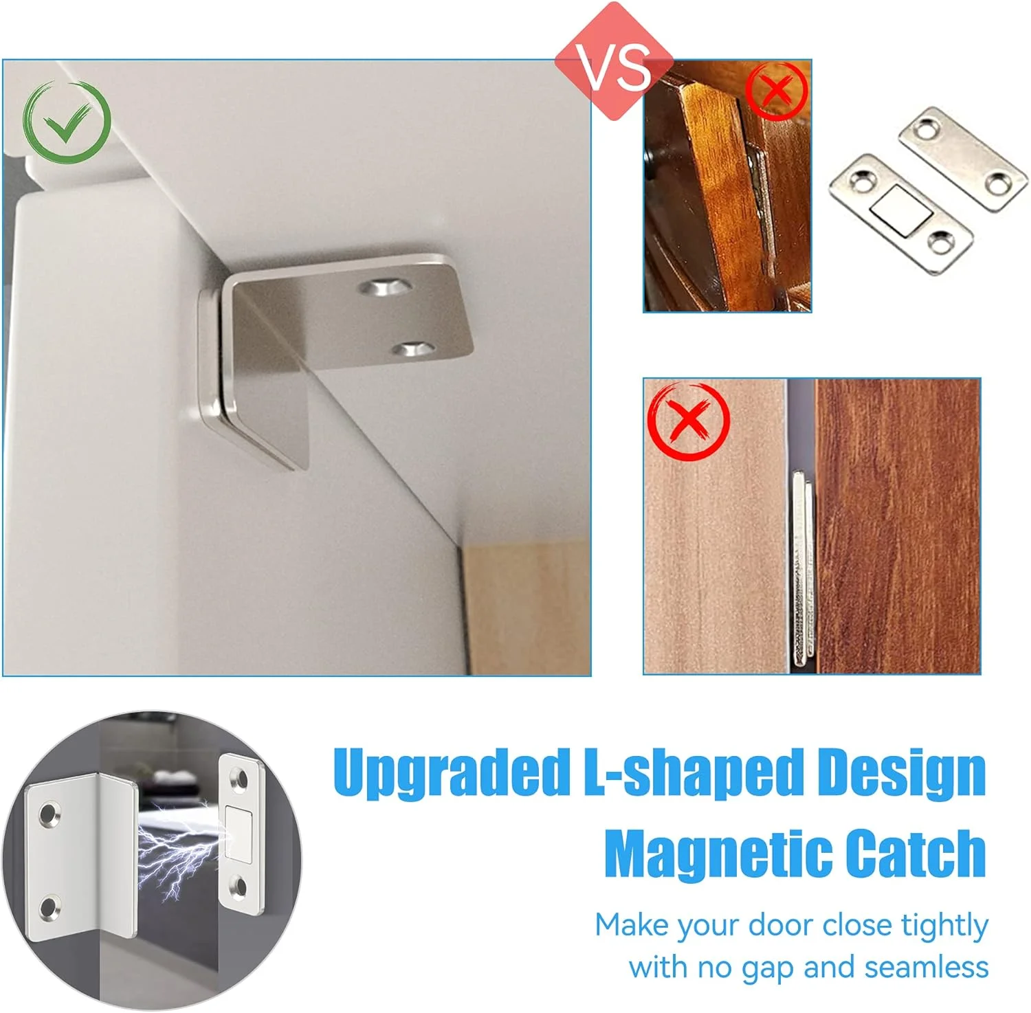 بسته 12 عددی مگنت درب کابینت Taipintee، مگنت درب L شکل، مگنت خود چسب برای کشوها، مگنت مبلمان، مگنت کابینت برای درب کابینت، قفل مگنتی مبلمان