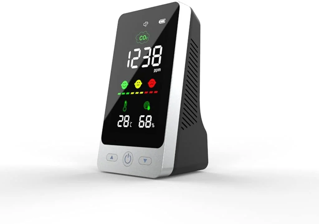 دستگاه DM128 برای اندازه گیری دی اکسید کربن، مانیتور کیفیت هوای داخلی، صفحه نمایش LCD، آشکارساز دما و رطوبت دی اکسید کربن، آشکارساز رطوبت NDIR، شمارنده برای خانه، دمای داخلی