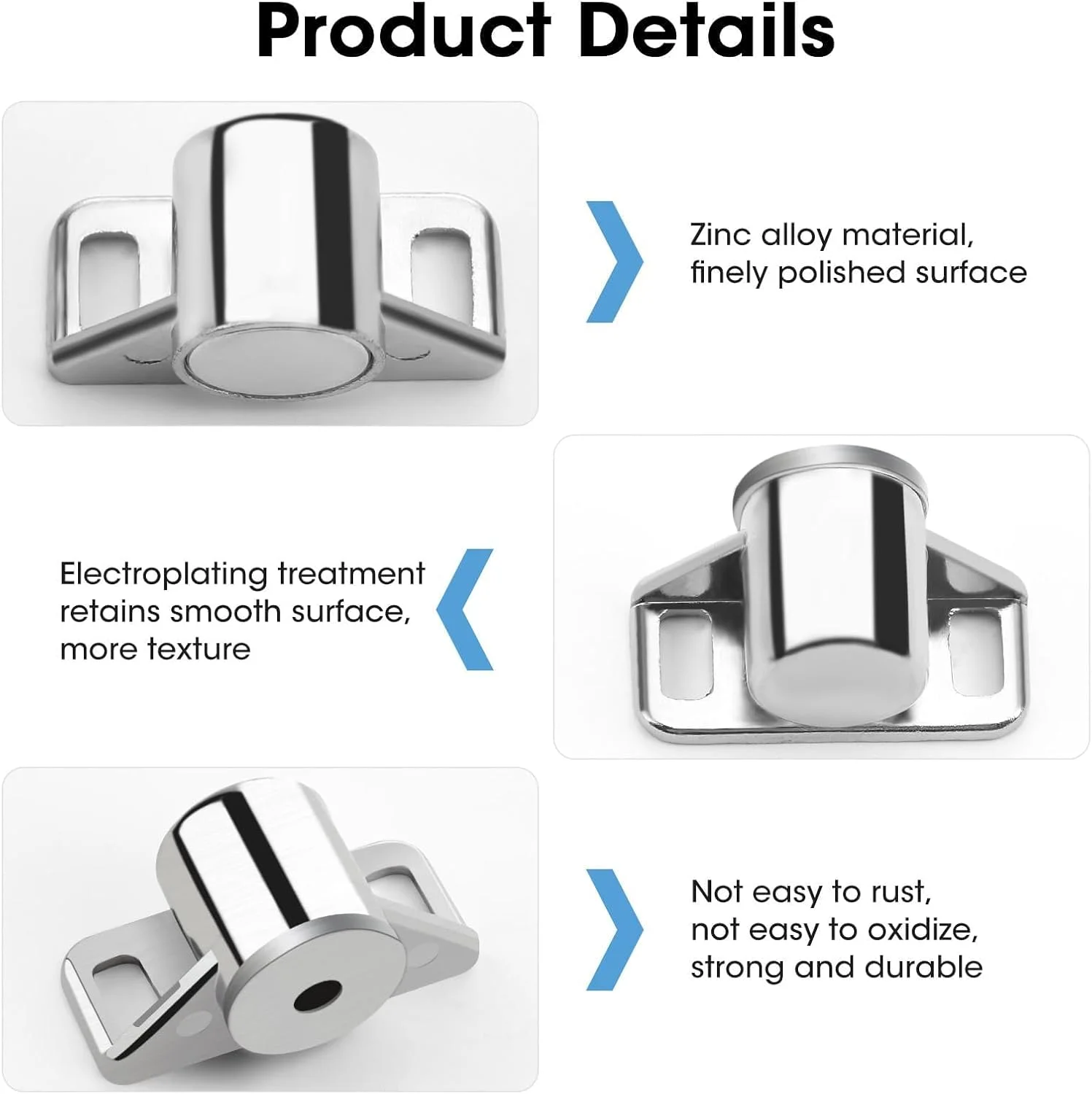 قفل مگنتی کابینت Taoduod، نقره ای، گرد، قفل مگنتی قوی درب، مگنت مبلمان، قفل درب مگنتی با 4 واشر و 12 پیچ برای کشوها و کابینت آشپزخانه