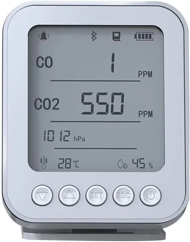 دستگاه مانیتورینگ دی اکسید کربن Tuya Bluetooth 5 در 1 برای خانه هوشمند، سنسور دی اکسید کربن، رطوبت، دما و فشار، تشخیص در زمان واقعی، بادوام، نصب آسان، استفاده آسان دستگاه مانیتورینگ دی اکسید کربن Tuya Bluetooth 5 در 1 برای خانه هوشمند، سنسور دی اکسید کربن، رطوبت، دما و فشار، تشخیص در زمان واقعی، بادوام، نصب آسان، استفاده آسان