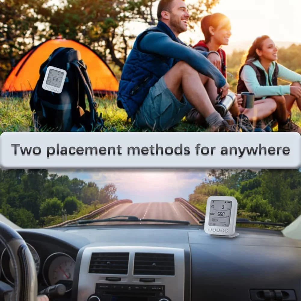 دستگاه مانیتورینگ دی اکسید کربن Tuya Bluetooth 5 در 1 برای خانه هوشمند، سنسور دی اکسید کربن، رطوبت، دما و فشار، تشخیص در زمان واقعی، بادوام، نصب آسان، استفاده آسان