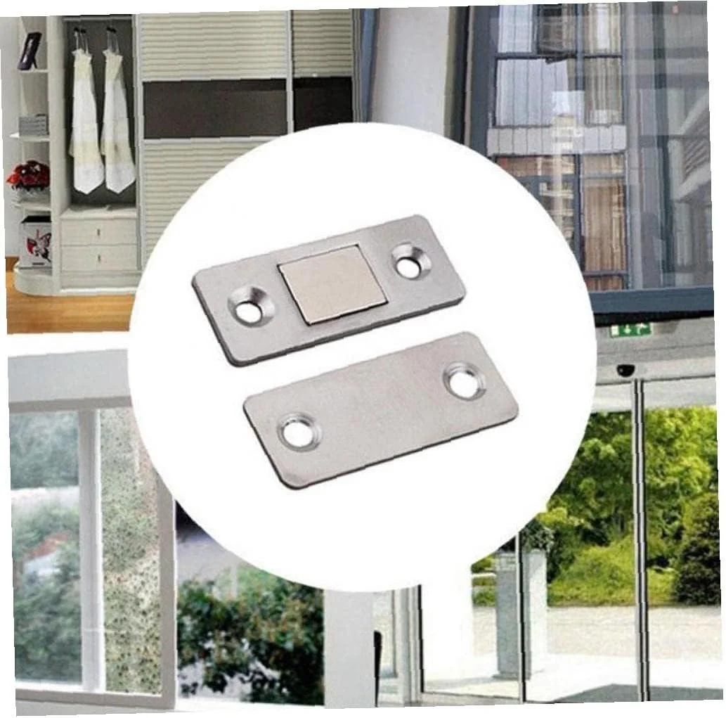 ست 2 عددی مگنت درب قوی، مگنت باریک کوچک برای درب کابینت و کمد مبلمان به همراه پیچ ست 2 عددی مگنت درب قوی، مگنت باریک کوچک برای درب کابینت و کمد مبلمان به همراه پیچ