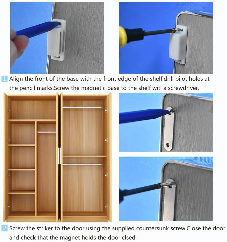 ست 12 عددی مگنت درب کابینت LE-stone، قفل مغناطیسی قوی برای کابینت، مناسب برای آشپزخانه، درب و کمد، بدنه پلاستیکی و صفحه فلزی به همراه 48 عدد پیچ (سفید) ست 12 عددی مگنت درب کابینت LE-stone، قفل مغناطیسی قوی برای کابینت، مناسب برای آشپزخانه، درب و کمد، بدنه پلاستیکی و صفحه فلزی به همراه 48 عدد پیچ (سفید)