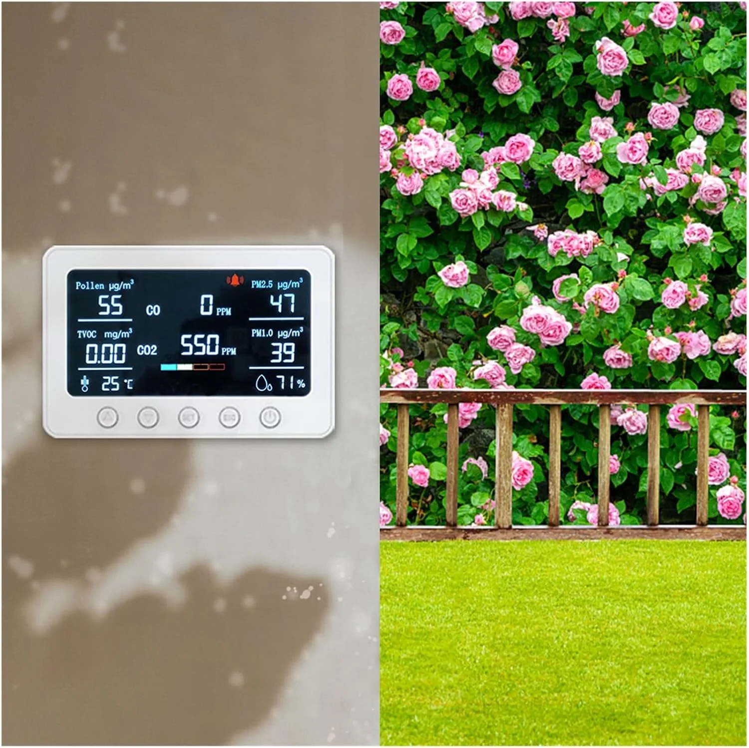 آشکارساز گاز، دستگاه نظارت بر کیفیت هوا از طریق وای فای، دماسنج و رطوبت سنج 8 در 1 با آلارم، سنسور هوشمند Tuya NDIR (بیانکو 1)