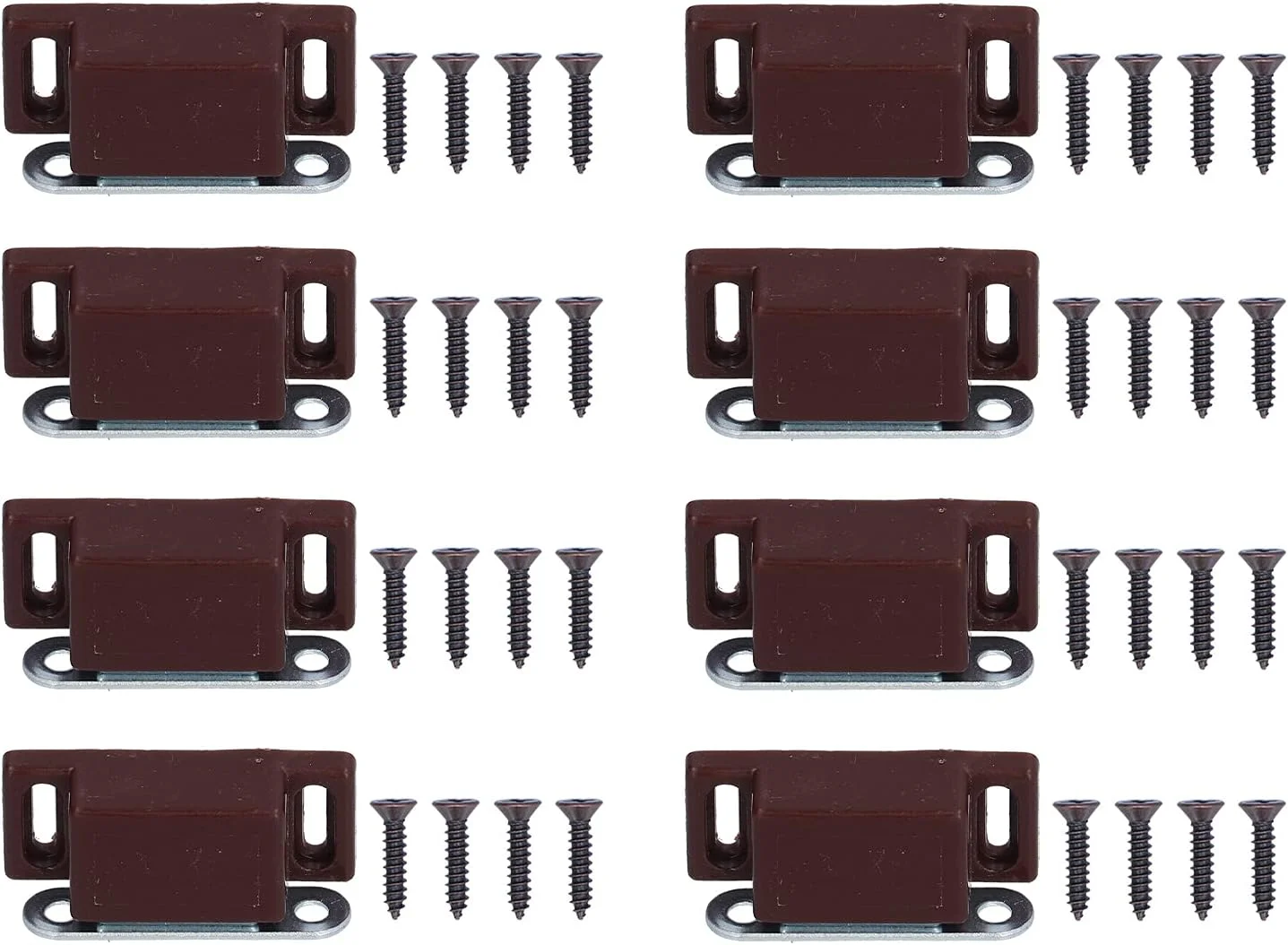 ست 8 عددی قفل درب کابینت، قفل مغناطیسی درب استیل ضد زنگ، ضربه گیر درب کابینت کمد، لوازم جانبی مبلمان، مناسب برای حمام، اتاق خواب، آشپزخانه، مکش درب کابینت (قهوه ای)