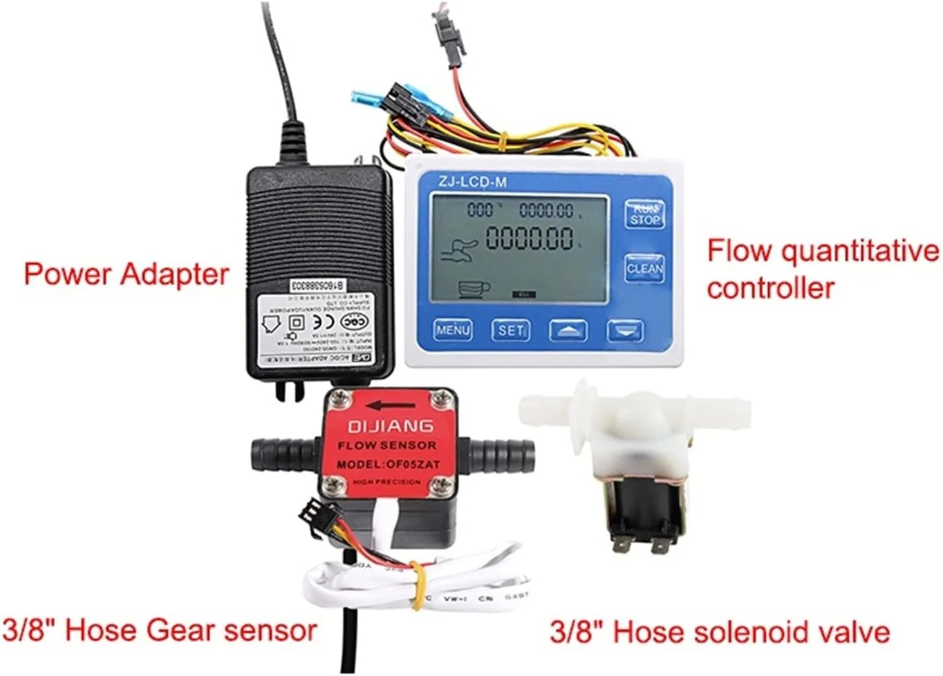 فلومتر آب، کنترل کننده کمیت جریان نمایشگر دیجیتال 3/8 DN10 استفاده از شیر برقی برای سنسور دنده شلنگ برای کنترل و نمایش جریان مایع