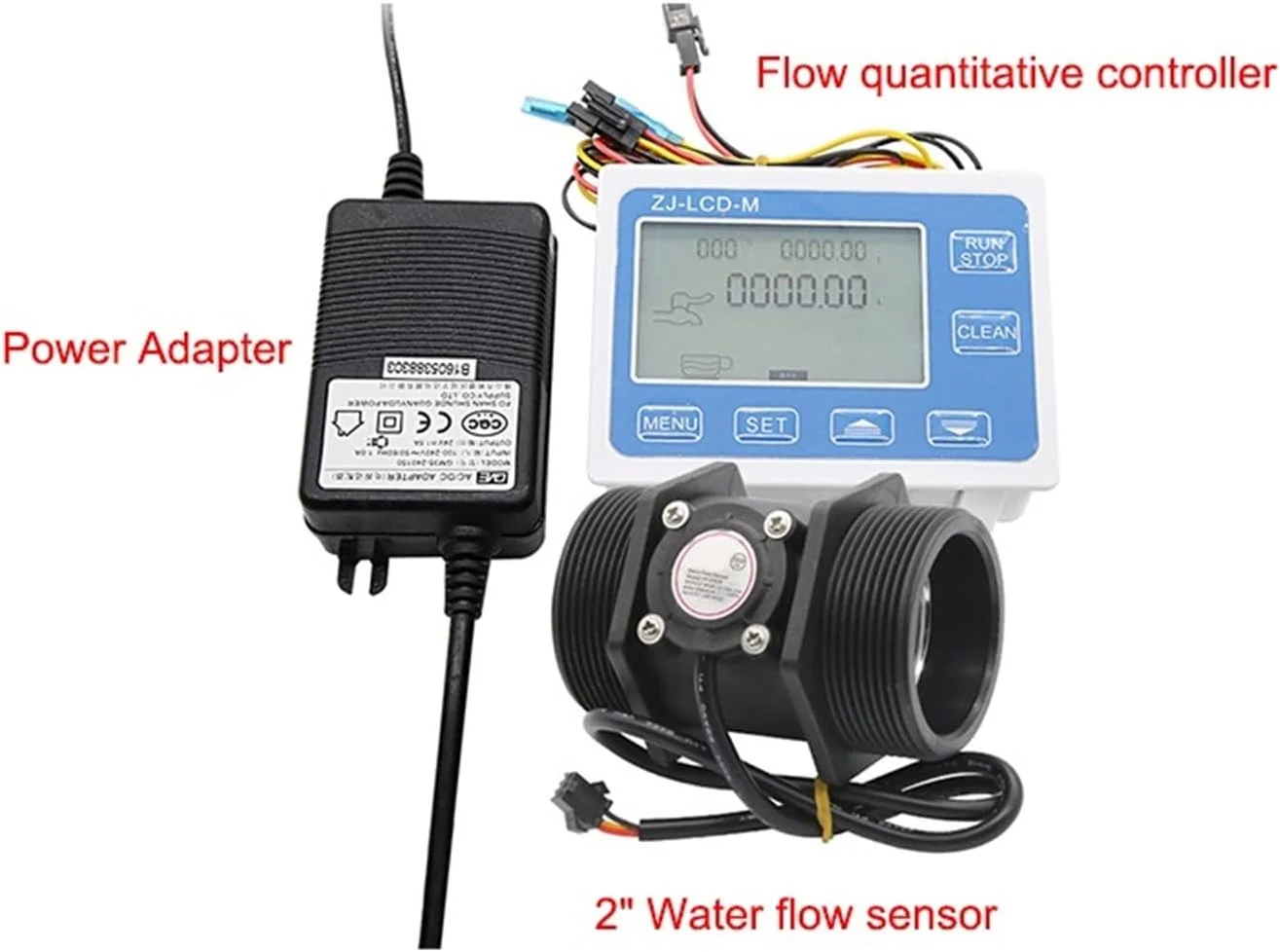 فلومتر آب، DN50 واحد کنترل کمیت برای جریان صفحه نمایش دیجیتال 2 اینچ سنسور سیم پیچ برقی سنسور آب مورد استفاده برای کنترل و نمایش جریان مایع
