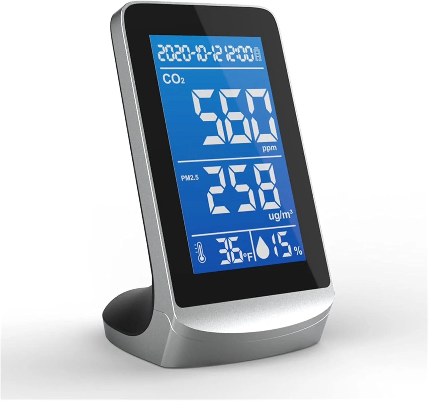 دستگاه تشخیص کیفیت هوا، دستگاه تشخیص دی اکسید کربن داخلی، دستگاه تشخیص دی اکسید کربن PM2.5، دما و رطوبت مناسب برای اروپا، ژاپن و آلمان، مناسب برای خانه، دفتر و مدرسه