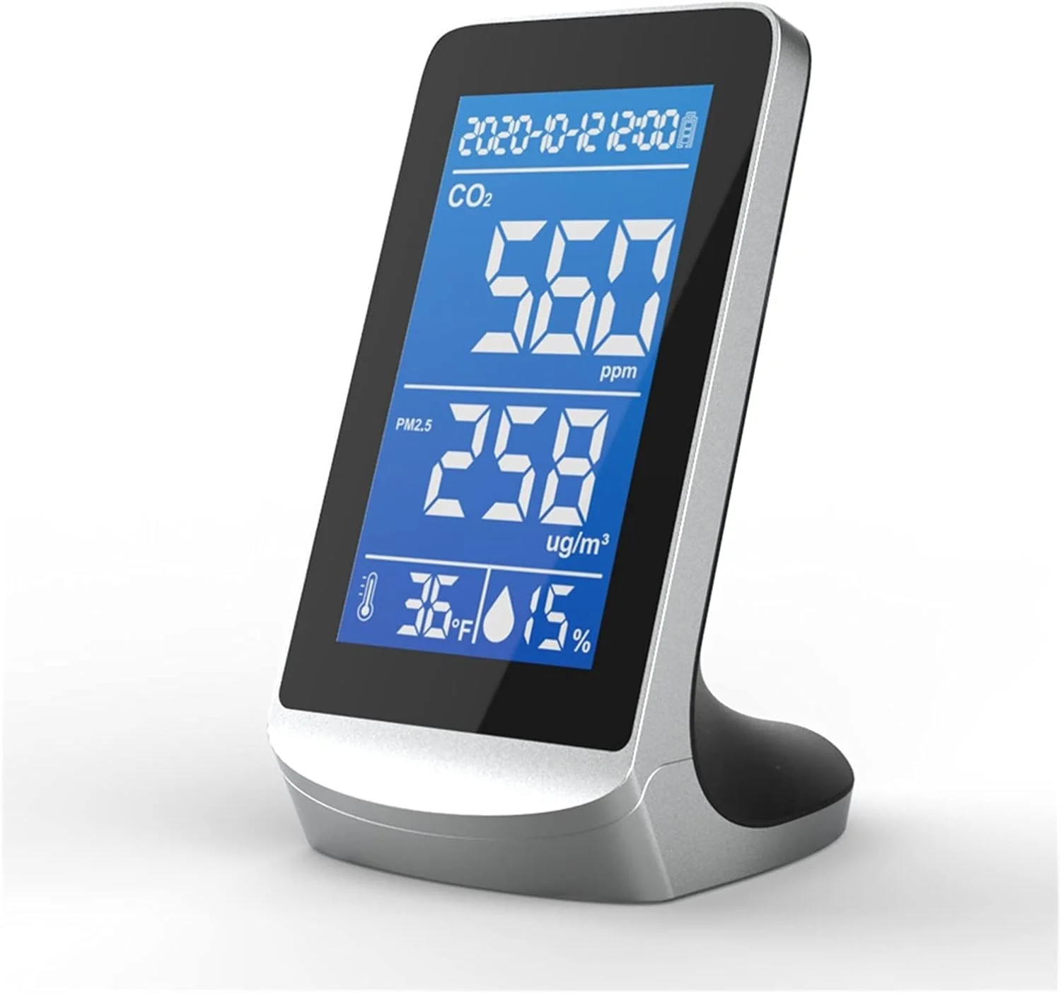 دستگاه تشخیص کیفیت هوا، دستگاه تشخیص دی اکسید کربن داخلی، دستگاه تشخیص دی اکسید کربن PM2.5، دما و رطوبت مناسب برای اروپا، ژاپن و آلمان، مناسب برای خانه، دفتر و مدرسه