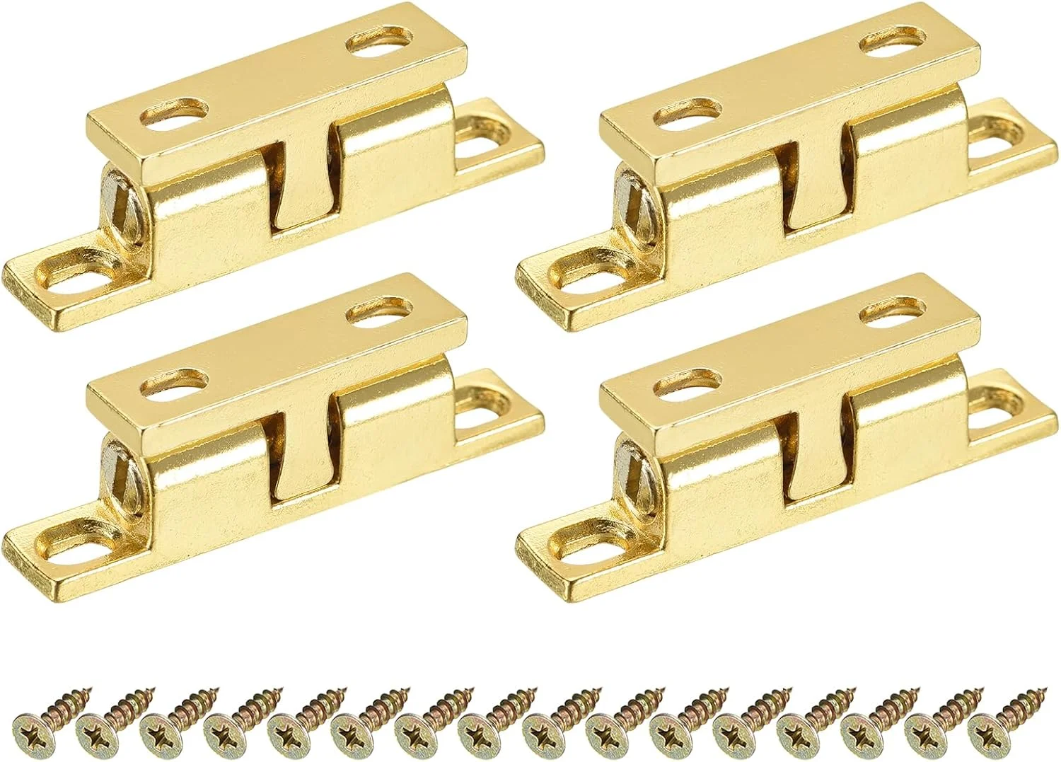 گیره دو توپی فنری با روکش آلیاژ روی، مناسب درب کابینت، کمد و مبلمان، طلایی، بسته 4 عددی