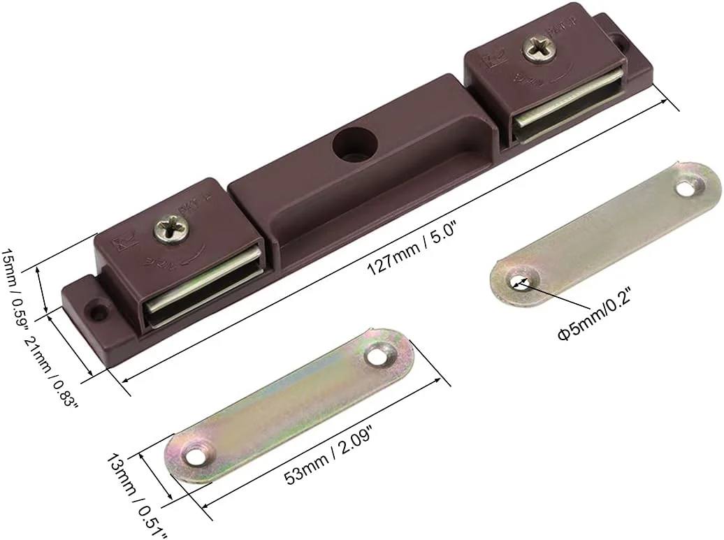 گیره مگنتی دوطرفه sourcing map برای درب کابینت، کمد و مبلمان، قهوه ای، 4 عدد