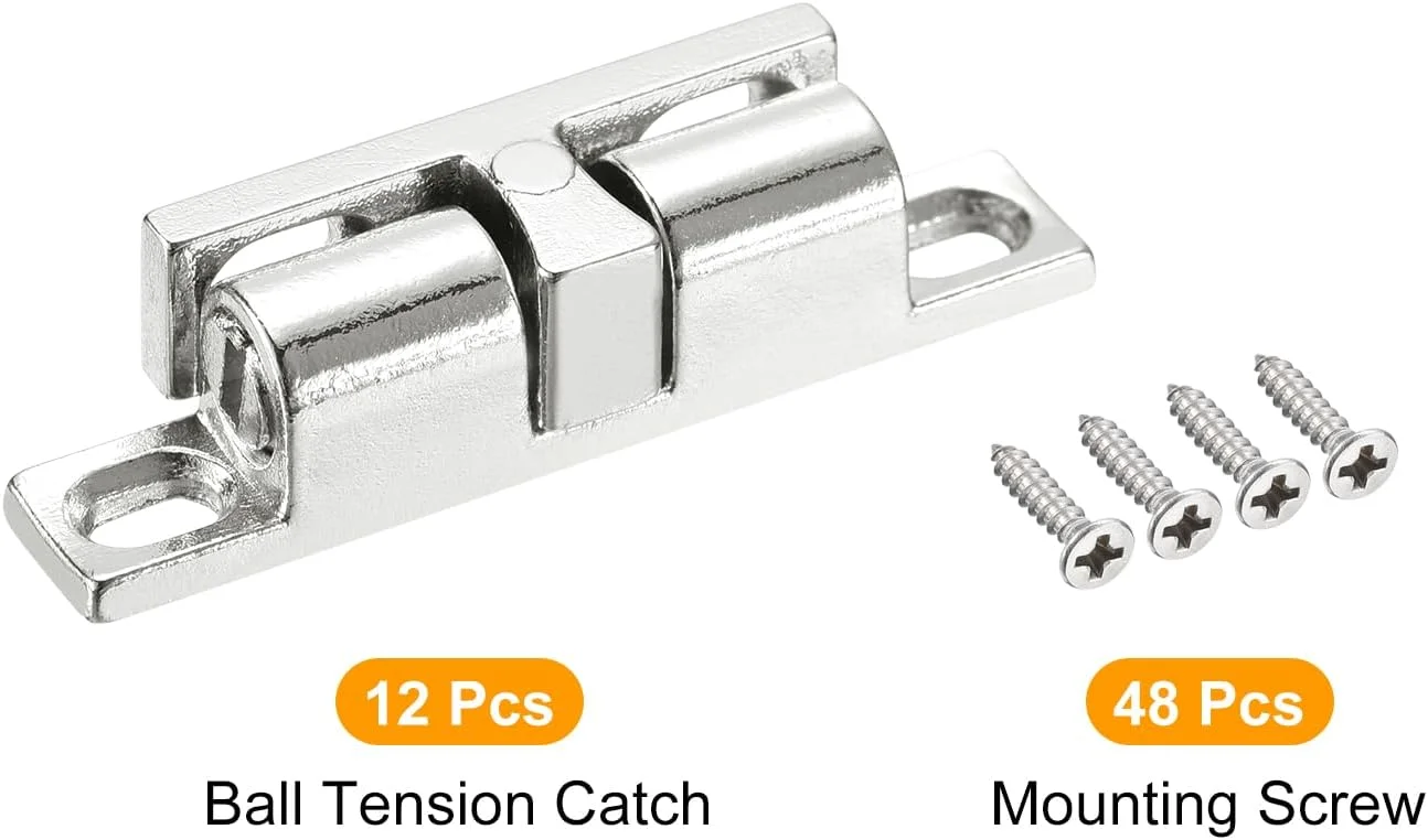 sourcing map 12 عدد قفل غلتکی توپی دوبل 1.69 اینچی آلیاژ روی، بست کششی برای درب کمد و کابینت، نقره ای