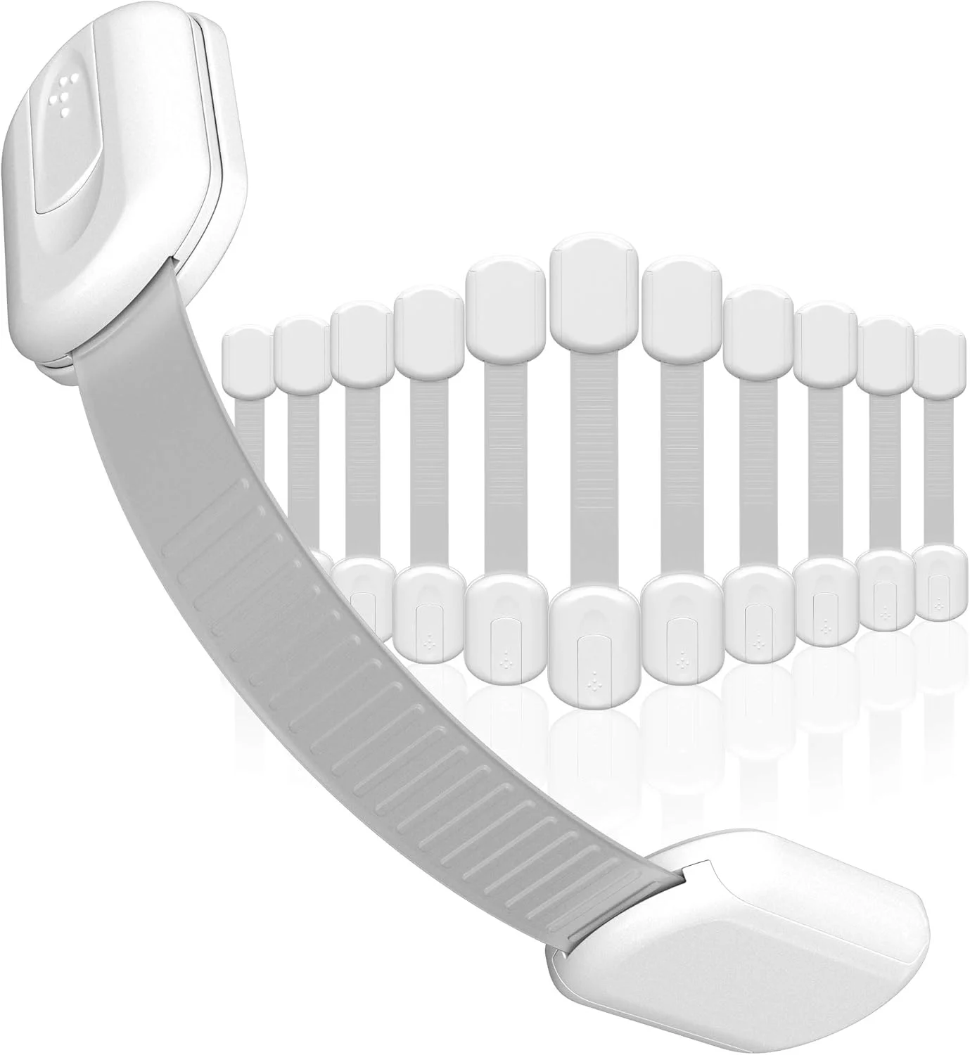 قفل ایمنی کابینت کودک Skyla Homes | بدون نیاز به ابزار | ایمن سازی کشوها، کابینت ها، فر، درب توالت و موارد دیگر برای نوزاد و کودک | استفاده چند منظوره | بدون نیاز به سوراخ کاری | چسب 3M فوق العاده قوی (بسته 12 عددی)