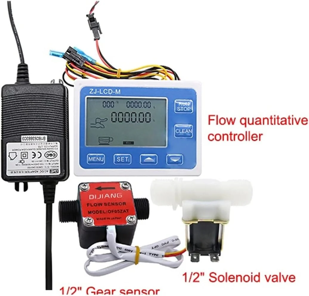 فلومتر آب، DN15 واحد کنترل جریان کمی برای جریان جریان کمی 1/2 اینچ با استفاده از شیر برقی حسگر دنده برای کنترل و نمایش جریان مایع