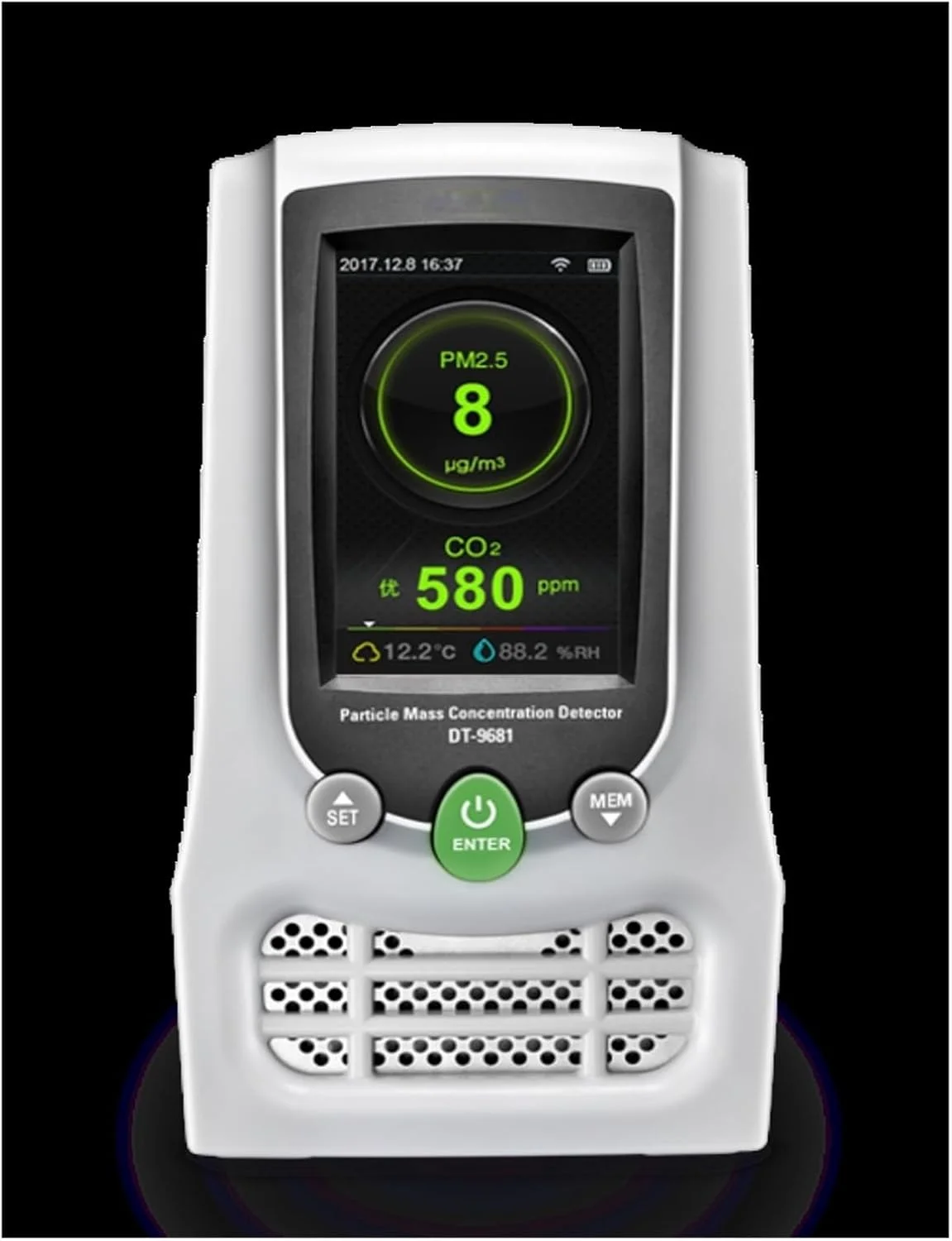 دستگاه مانیتورینگ کیفیت هوا، آشکارساز کیفیت هوا، مانیتورهای غلظت ذرات معلق، فرمالدئید، PM2.5/PM10، دی اکسید کربن، رطوبت، دما، اندازه گیری خودکار