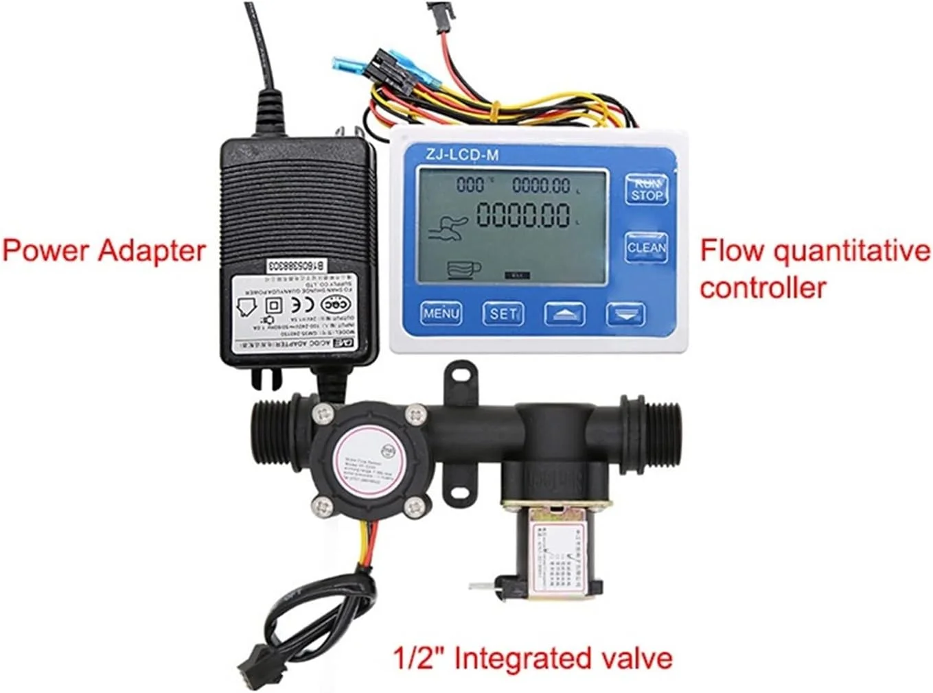 فلومتر آب، صفحه نمایش دیجیتال جریان آب، فلومتر کمی برای کنترل جریان مایع و نمایش آن، دارای سنسور و شیر برقی یکپارچه