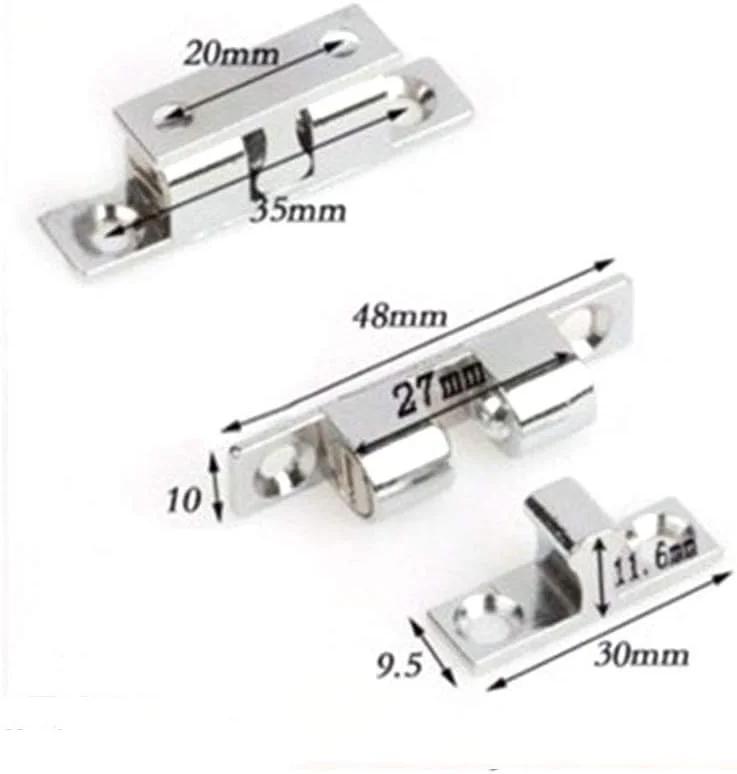 توپک غلطکی درب، بسته 4 عددی توپک غلطکی دوگانه مسی قابل تنظیم، قفل توپک با پیچ برای مبلمان منزل، درب، کابینت - نقره ای/50 میلی متر