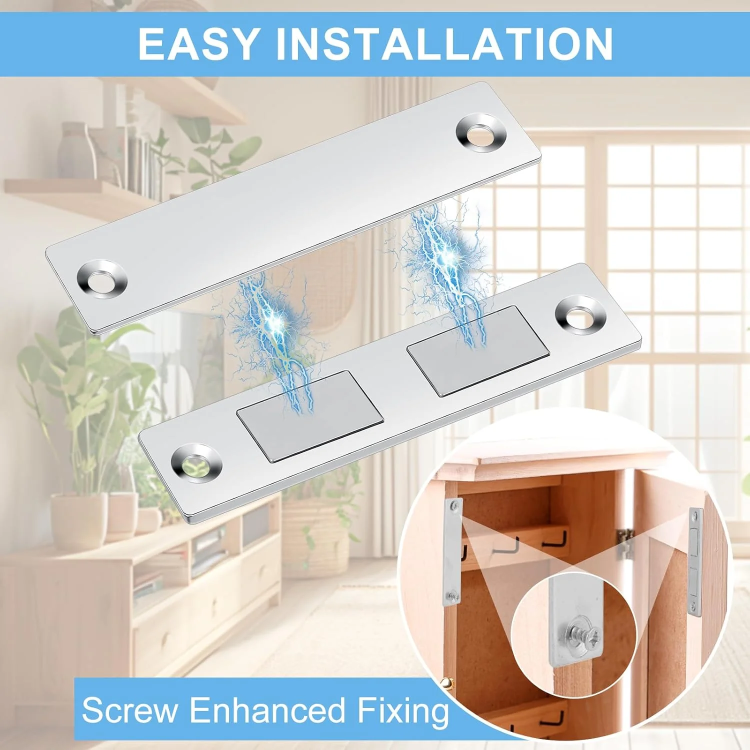 مگنت های مگنتی رومون برای درب کابینت، بسته 8 عددی مگنت درب فوق العاده نازک مگنت کابینت درب قوی تر بسته شدن درب مگنت های دوتایی کشوها کمد بسته شدن مغناطیسی برای درب کابینت مبلمان