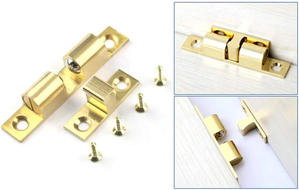 توپک غلطکی درب، بسته 4 عددی توپک غلطکی دوگانه مسی قابل تنظیم، قفل توپک با پیچ برای مبلمان منزل، درب، کابینت - نقره ای/50 میلی متر