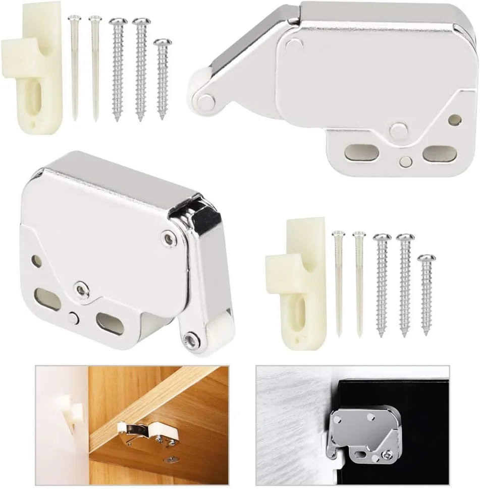 بسته 2 عددی قفل مینیاتوری درب RMENOOR، قفل فنری کوچک ساخته شده از ABS، قفل فشاری درب با قفل فنری اتوماتیک برای باز کردن پنجره ها، سوله ها، دروازه، درب کمد