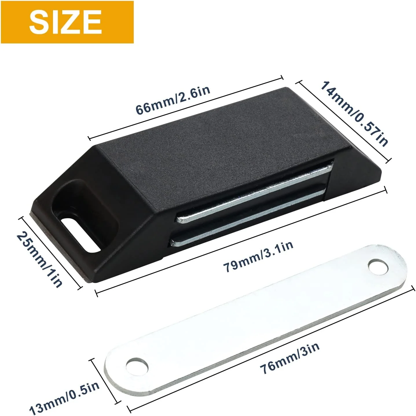 قفل مغناطیسی خودچسب Rairsky، بسته 4 عددی، آهنربای درب بدون نیاز به سوراخکاری برای مبلمان، کمد مغناطیسی، درب کابینت مغناطیسی، بست درب مغناطیسی (مشکی)