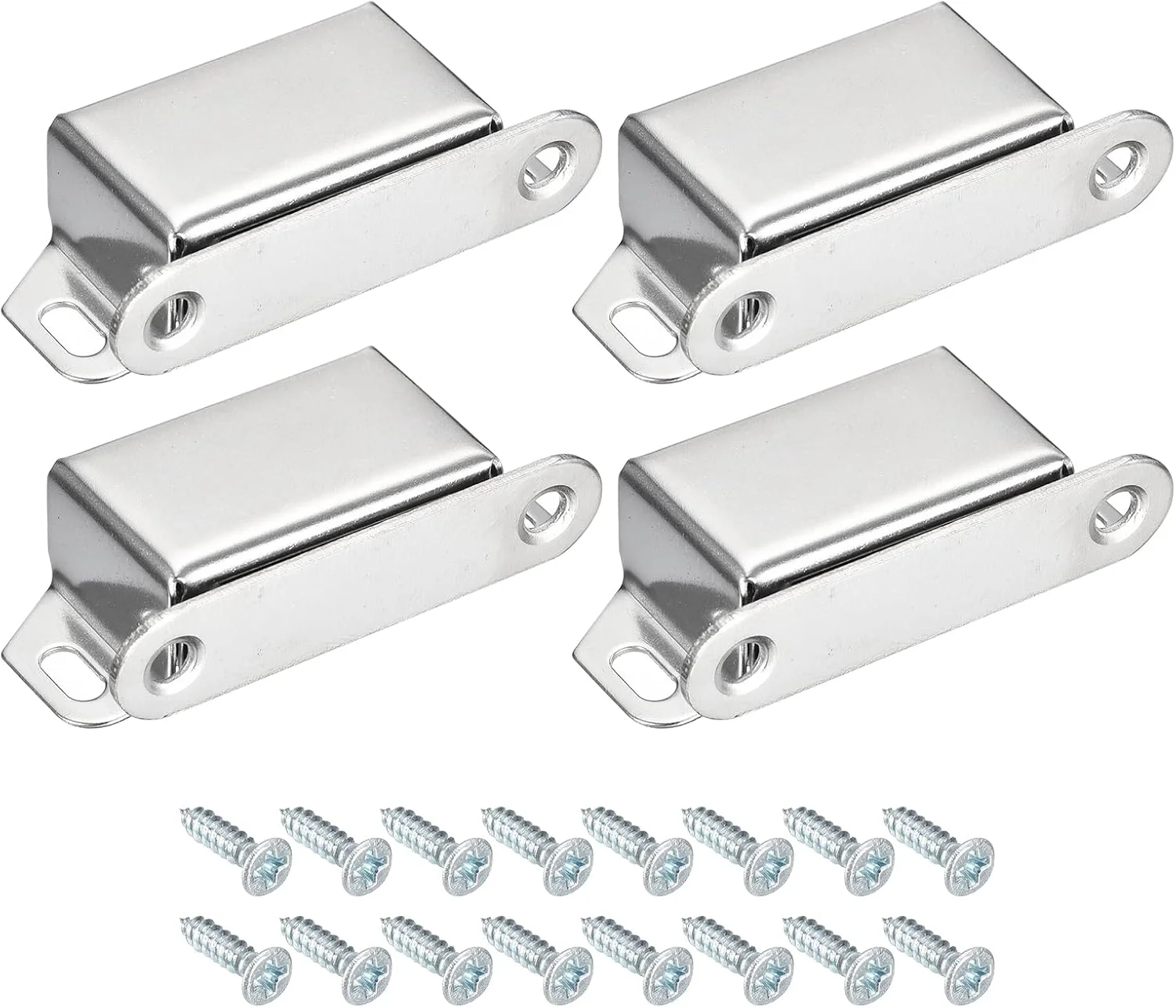 ست چهارتایی قفل مگنتی درب کابینت QUARKZMAN، استیل ضد زنگ، قفل درب کابینت 5.4 سانتی متری، قفل کمد لباس برای درب های مبلمان آشپزخانه منزل، نقره ای