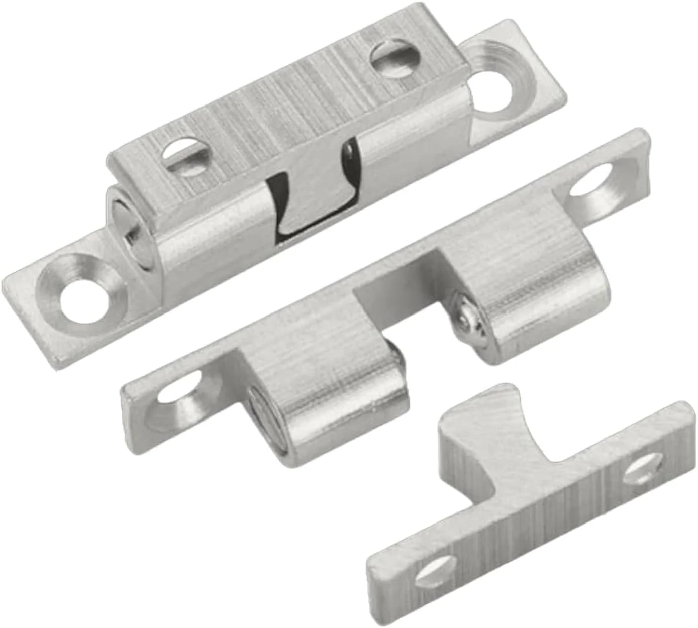 توپک برنجی Robustline برای درب کابینت، گیره قابل تنظیم با توپک دوبل برای درب کابینت و کمد، قفل درب مبلمان (بسته 6 عددی) (50 میلی متر، نقره ای)