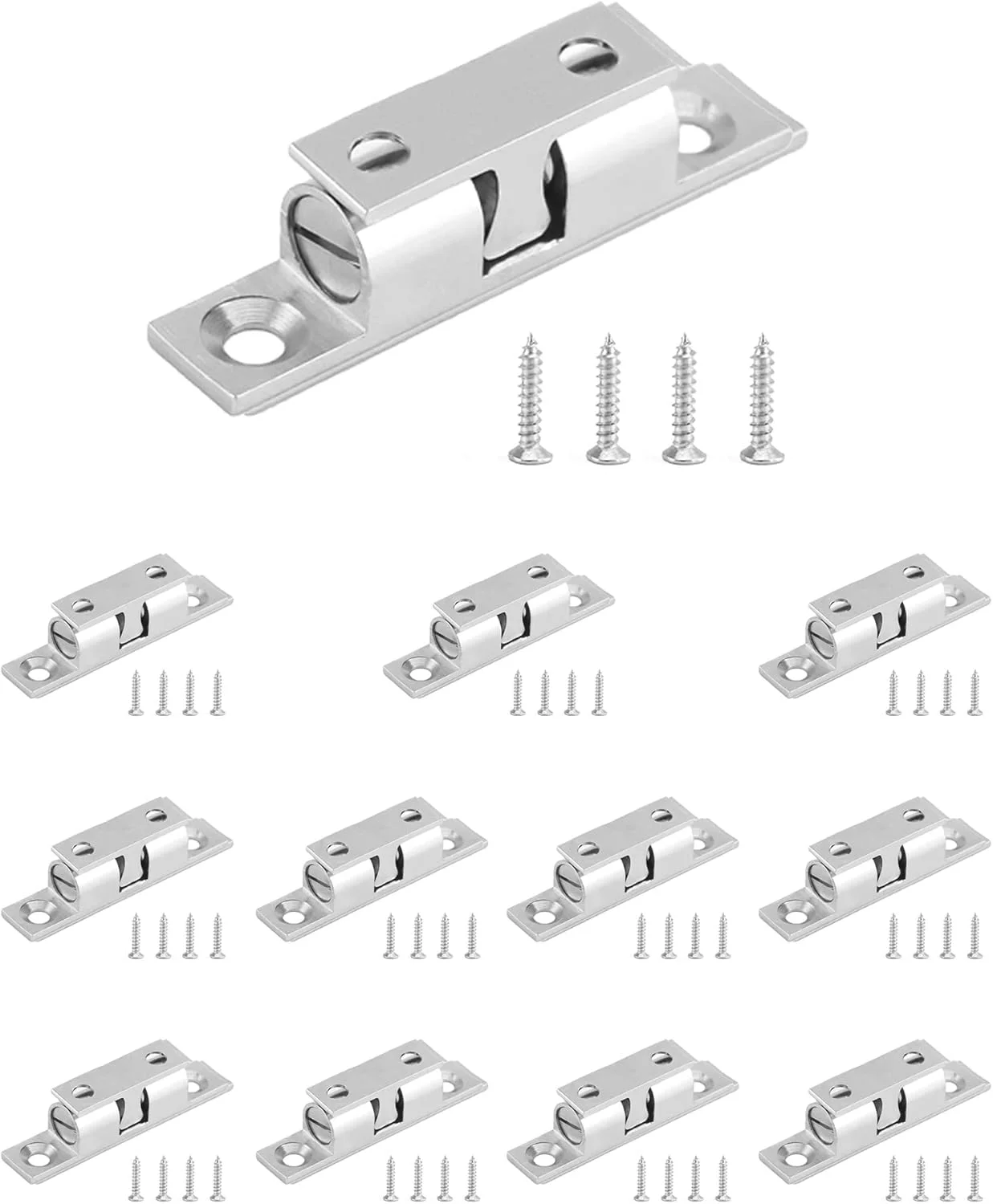 قفل غلتکی دو توپی QWORK، بسته 12 عددی اتصالات سخت افزاری برنجی جامد با پیچ، اتصالات سخت افزاری قفل غلتکی دو توپی قابل تنظیم برای درب کمد مبلمان کابینت