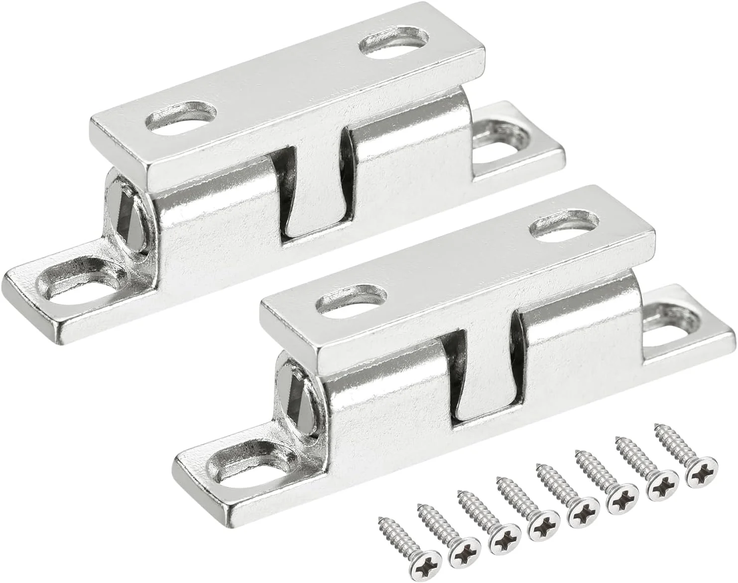 QUARKZMAN بست دوتایی توپی فشاری غلتکی آلیاژ روی 4.3 در 2.8 سانتی متری برای درب کابینت، کمد و مبلمان، نقره ای