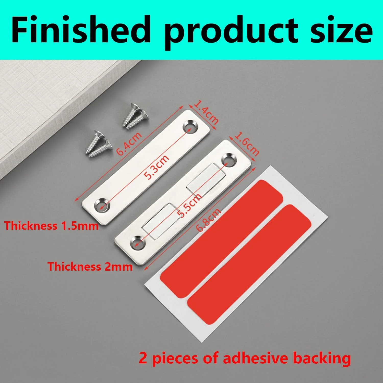 مگنت چسبی درب QZKJQDD، مگنت درب کابینت، مگنت فوق العاده نازک درب، مگنت خود چسب درب کابینت، برای بستن درب کمد و کابینت مبلمان