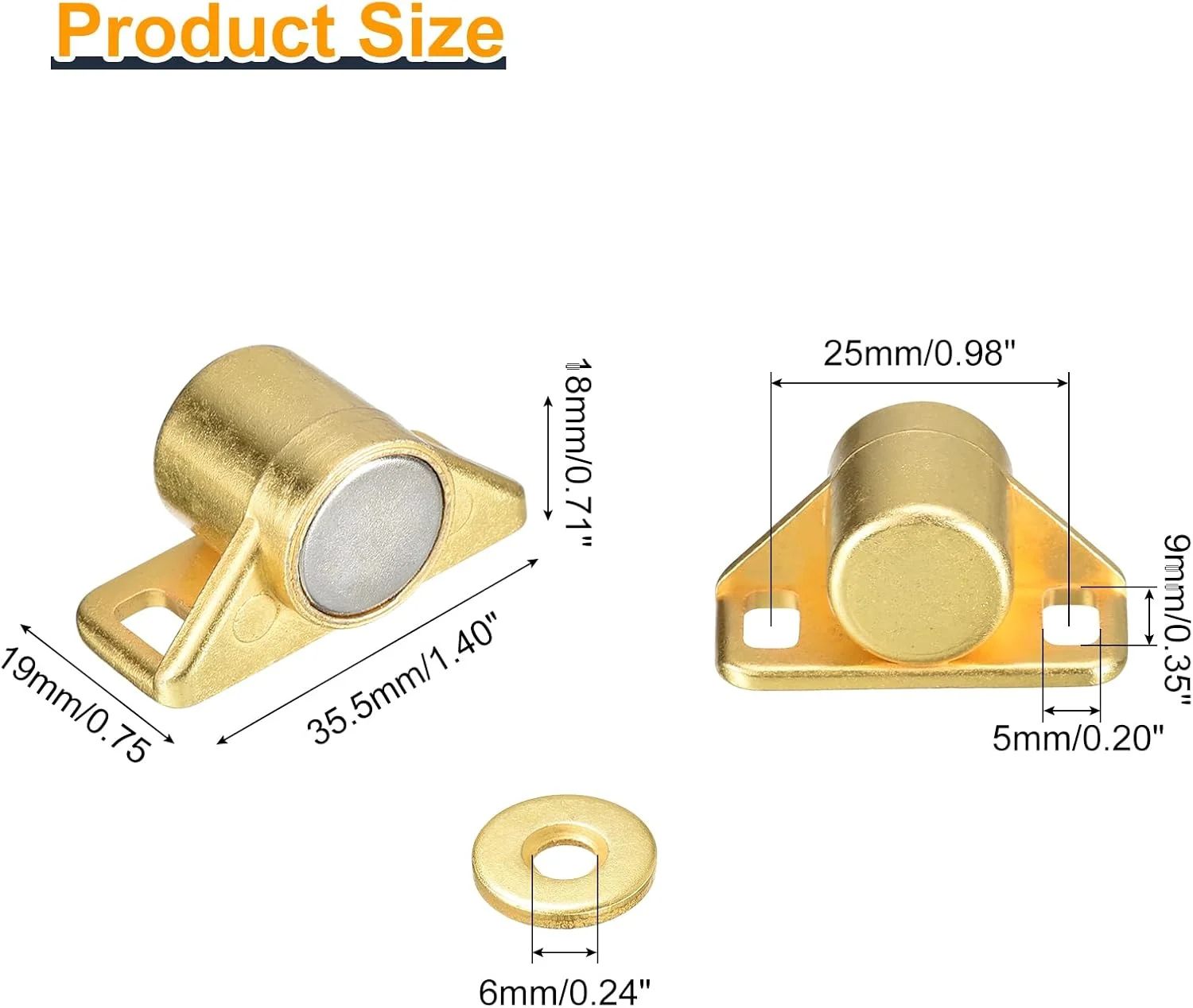 ست 8 عددی قفل مگنتی درب کابینت QUARKZMAN، سخت افزار قفل مگنتی آلیاژ روی برای درب های مبلمان کمد کابینت آشپزخانه، طلایی